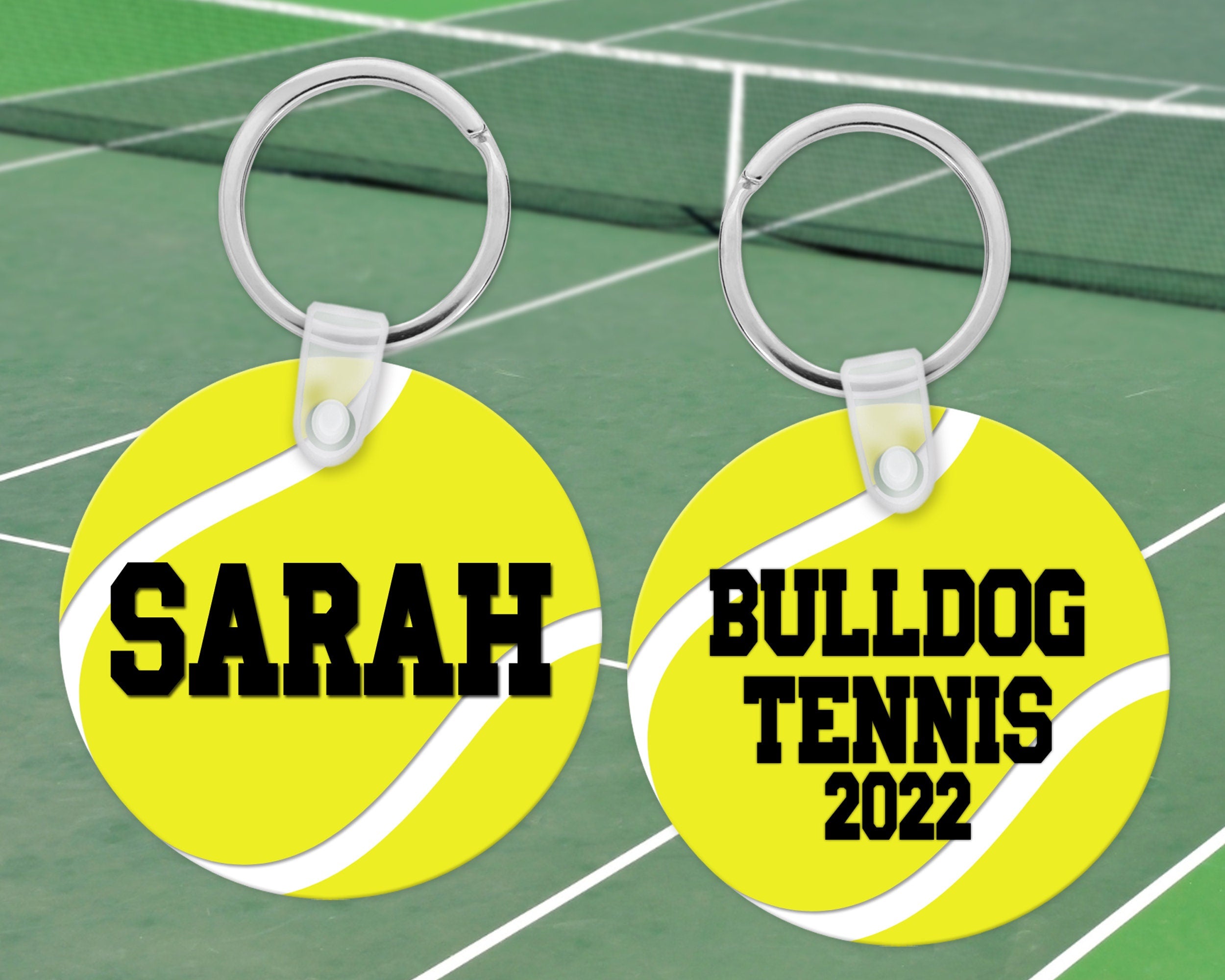 Tennis Name Bag Tag | Personalized Team Tennis Keychain | Tennis Luggage Tag | Sports Bag Tag