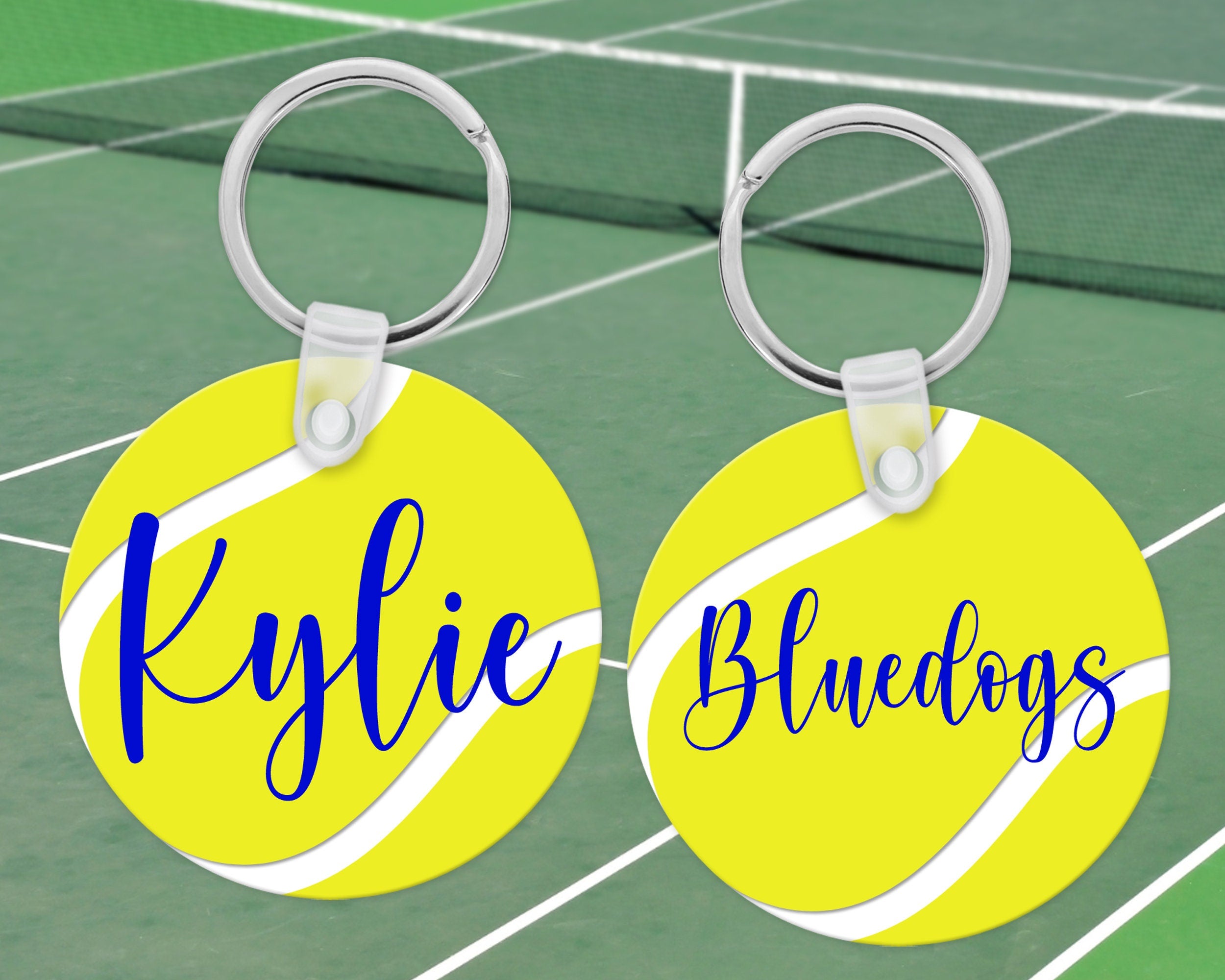 Tennis Name Bag Tag | Personalized Team Tennis Keychain | Tennis Luggage Tag | Sports Bag Tag