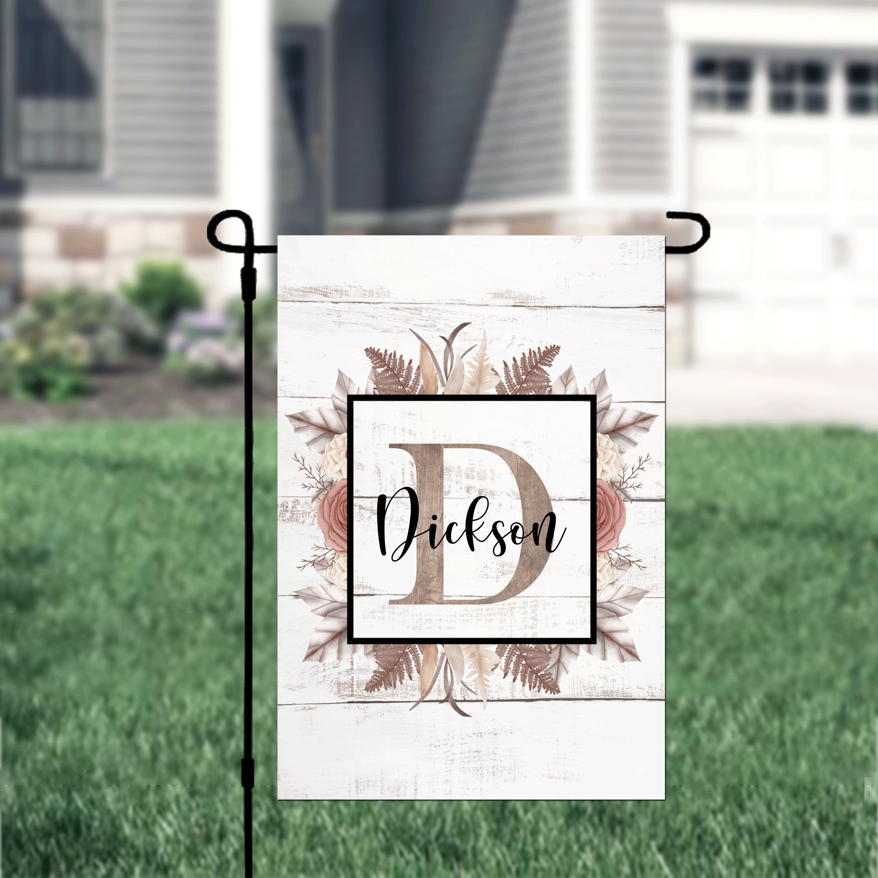 Personalized Welcome Garden Flag, Custom Farmhouse Garden Flag, Fall Floral Flag
