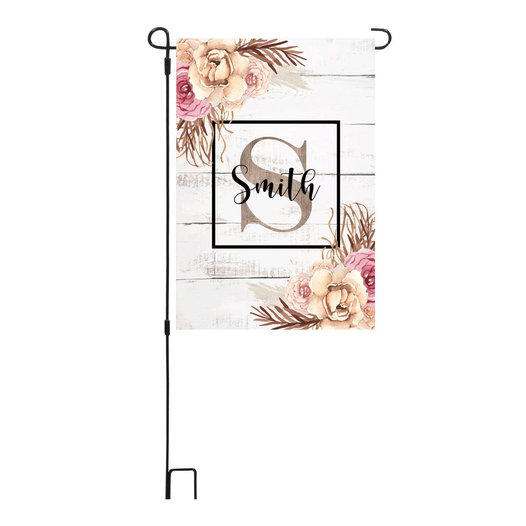 Personalized Fall Rose Garden Flag, Custom Farmhouse Garden Flag, Welcome Floral Flag