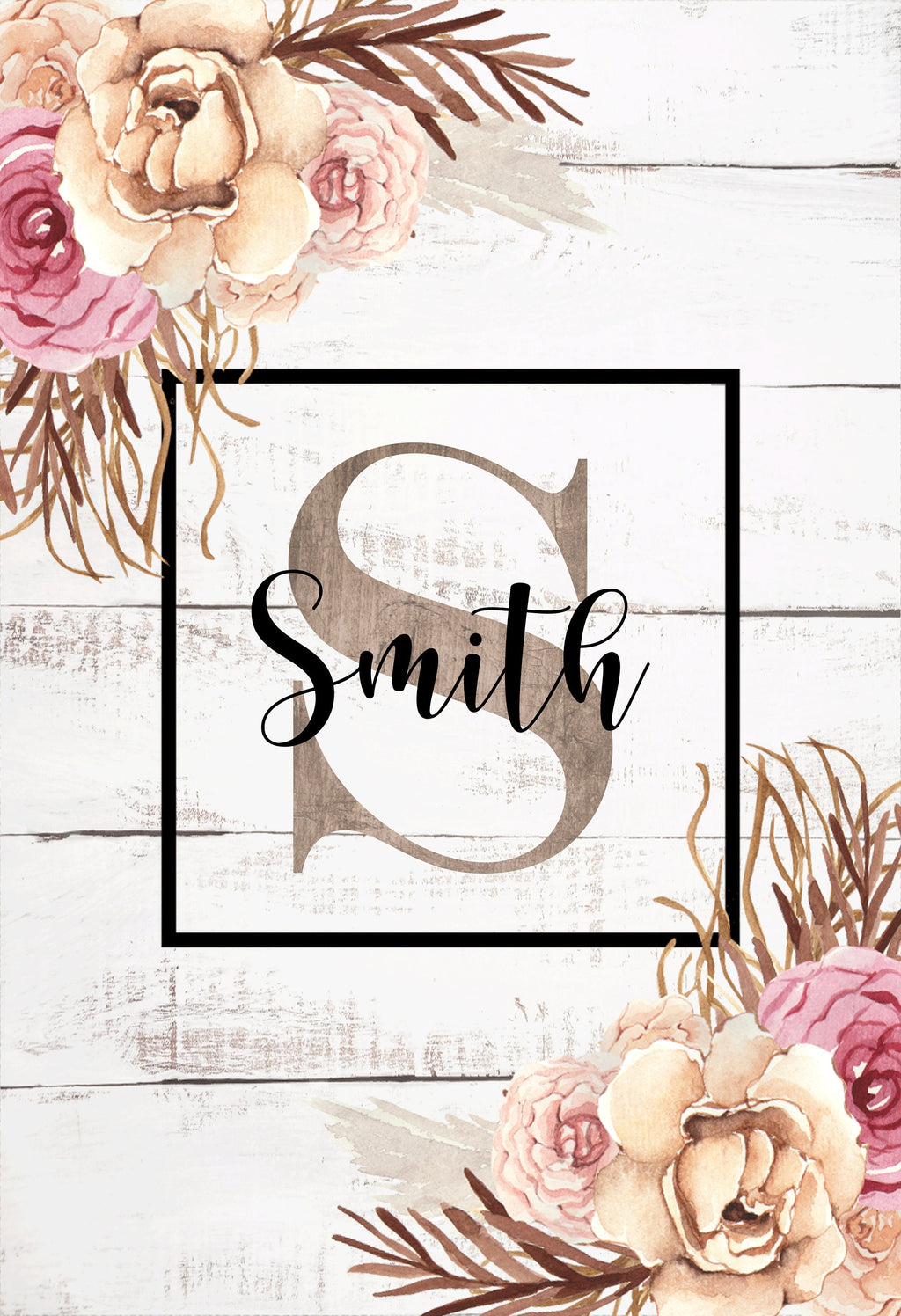 Personalized Fall Rose Garden Flag, Custom Farmhouse Garden Flag, Welcome Floral Flag