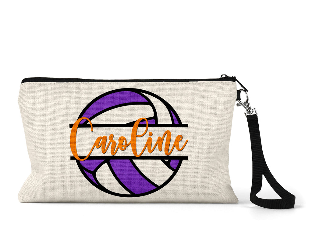 Volleyball Zippered Pouch, Personalized Team Makeup Bag, Sports Accessory Bag, Custom Team Bag