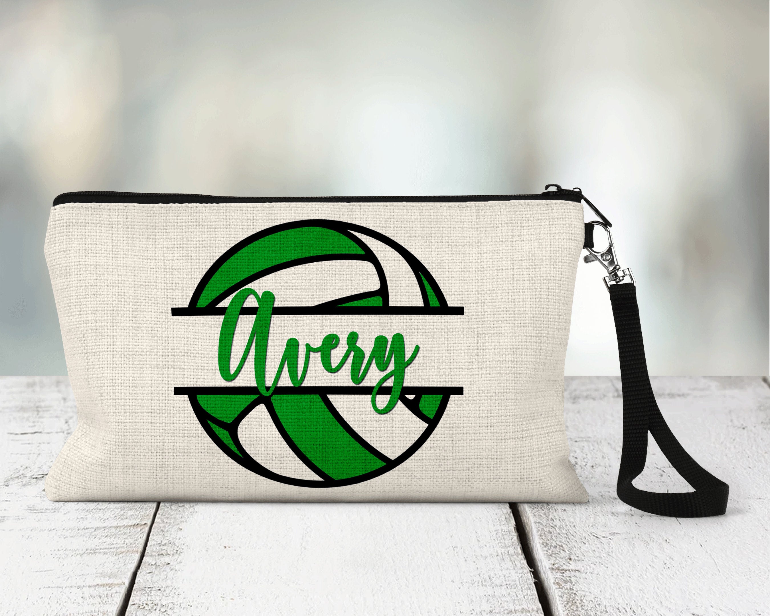 Volleyball Zippered Pouch, Personalized Team Makeup Bag, Sports Accessory Bag, Custom Team Bag
