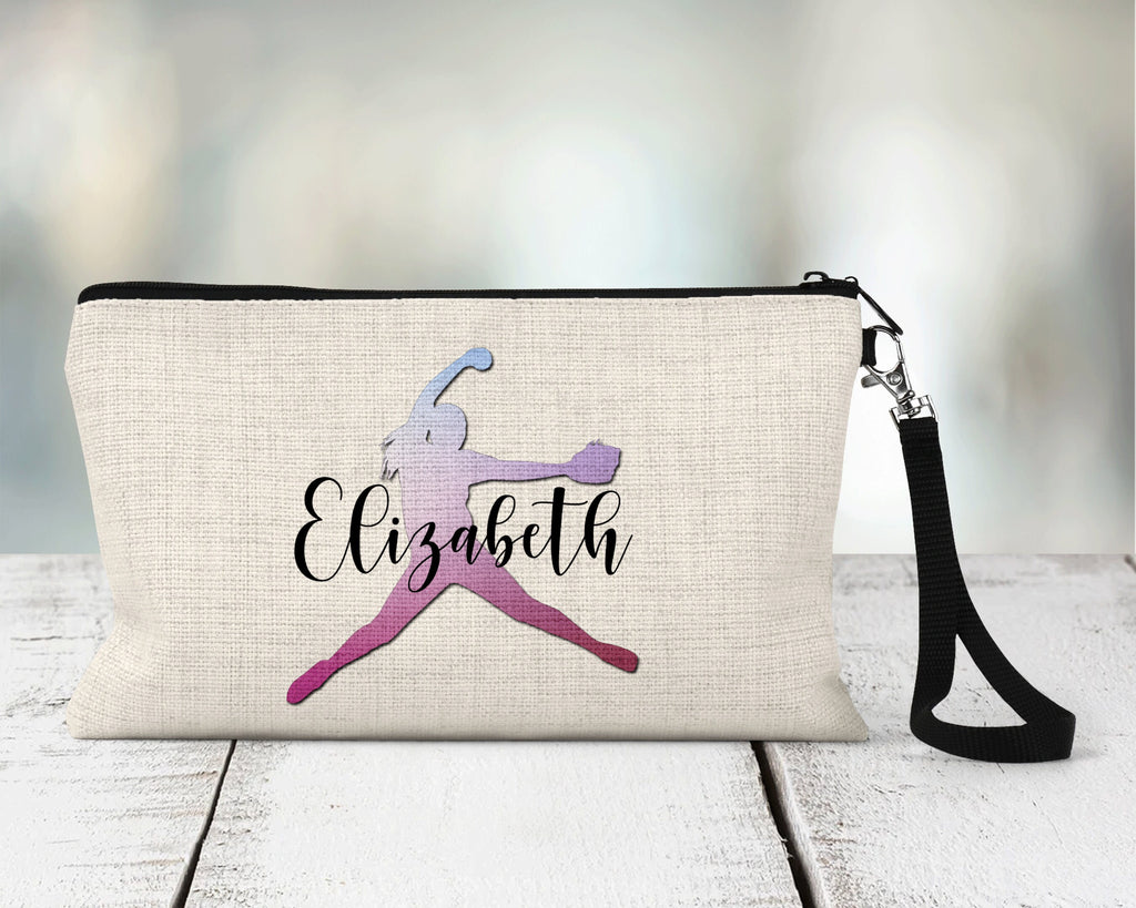 Fastpitch Softball Zippered Pouch, Personalized Team Makeup Bag, Sports Accessory Bag, Custom Team Bag