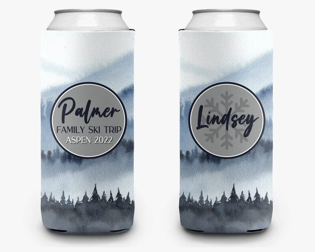 Ski Trip Can Cooler, Mountain Theme Party Can Cooler, Ski Mountain Girls Trip Personalized Can Cooler Sleeve