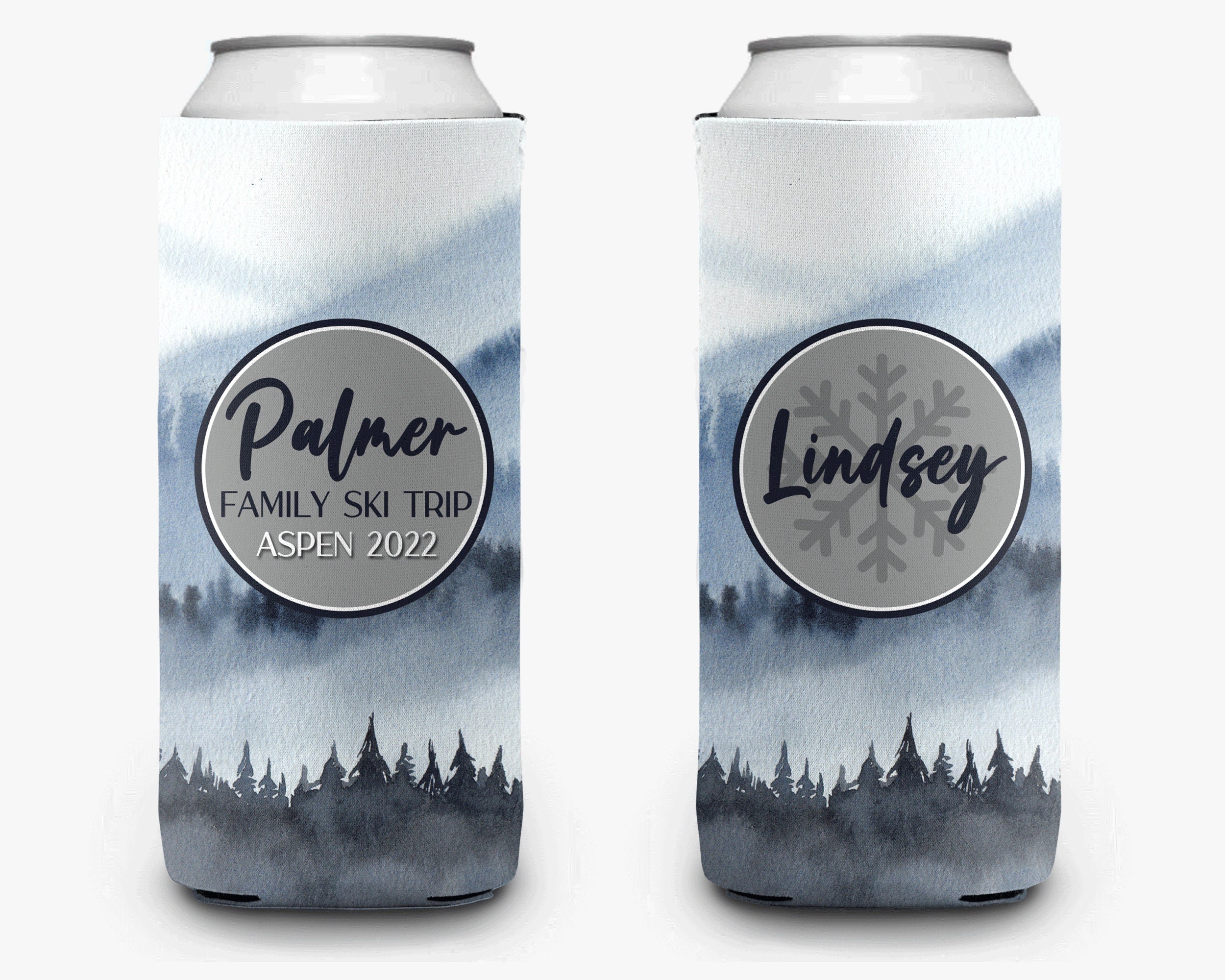Ski Trip Can Cooler, Mountain Theme Party Can Cooler, Ski Mountain Girls Trip Personalized Can Cooler Sleeve