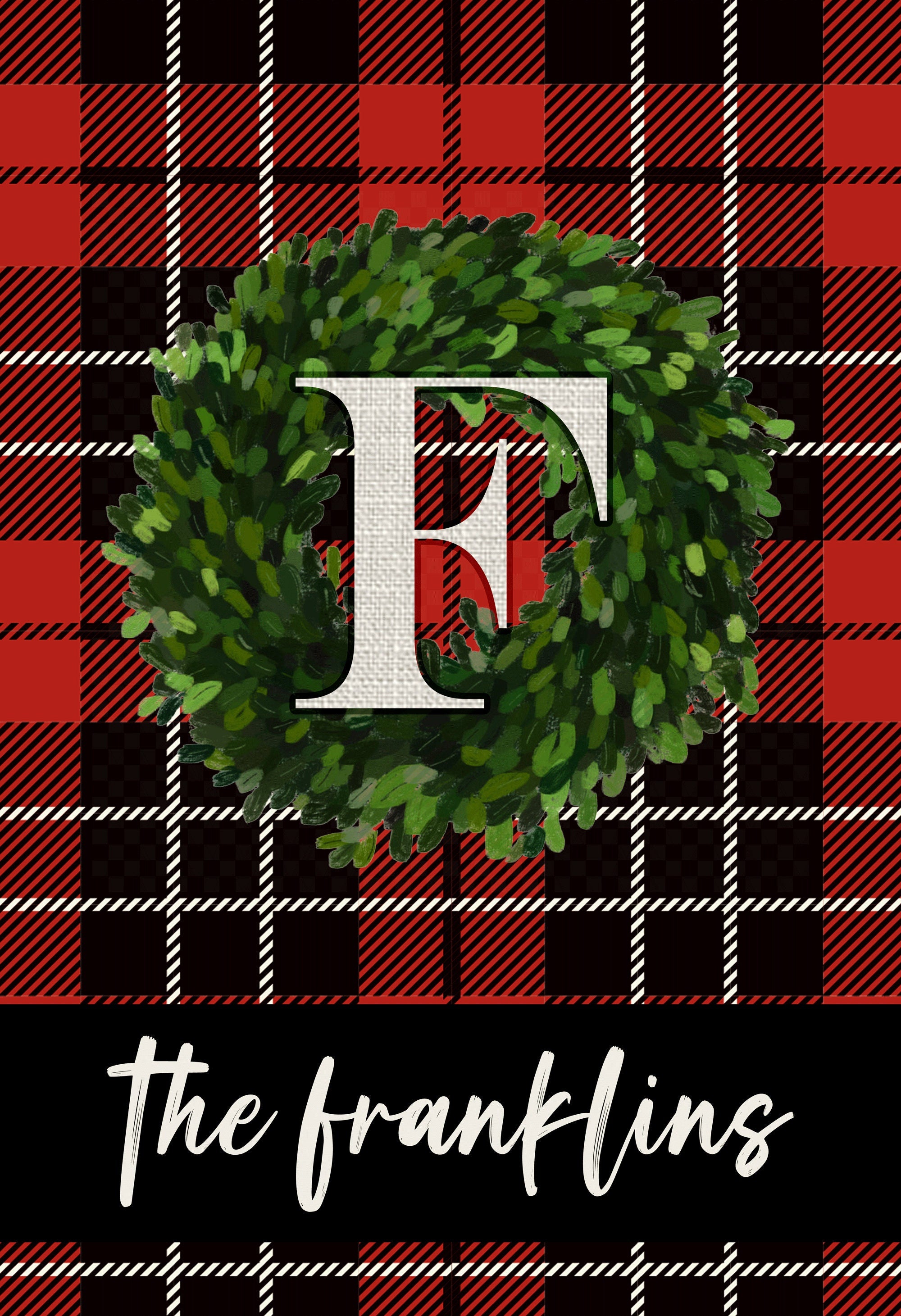 Christmas Wreath Personalized Garden Flag, XMAS Yard Flag, Welcome Christmas Garden Flag, Merry Christmas Flag