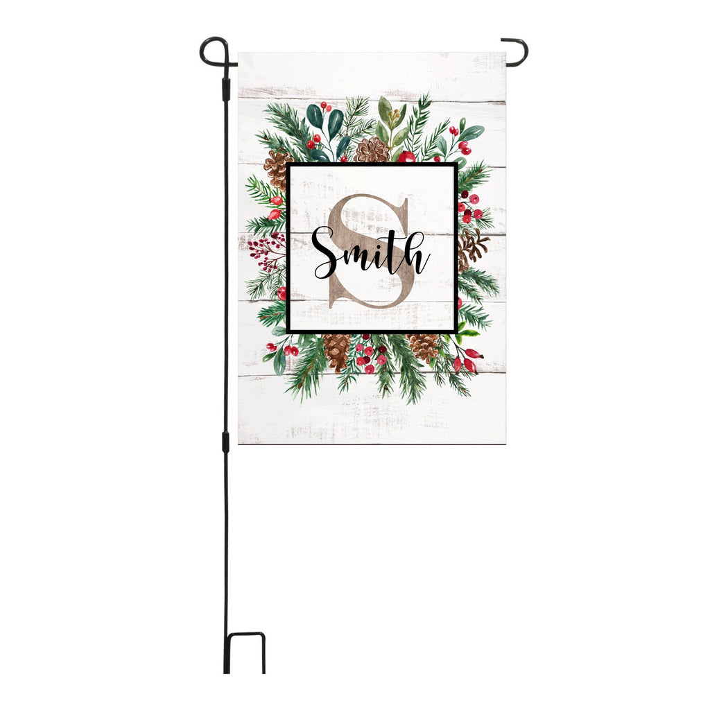 Christmas Personalized Garden Flag, Christmas Floral Flag, XMAS Yard Flag, Welcome Christmas Garden Flag, Merry Christmas Flag