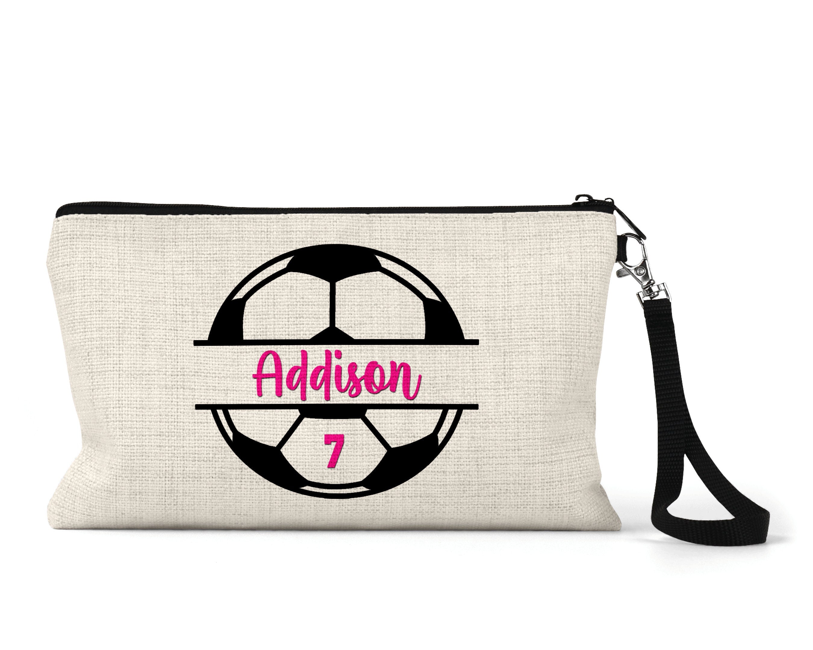 Soccer Zippered Pouch, Personalized Team Makeup Bag, Sports Accessory Bag, Custom Team Bag