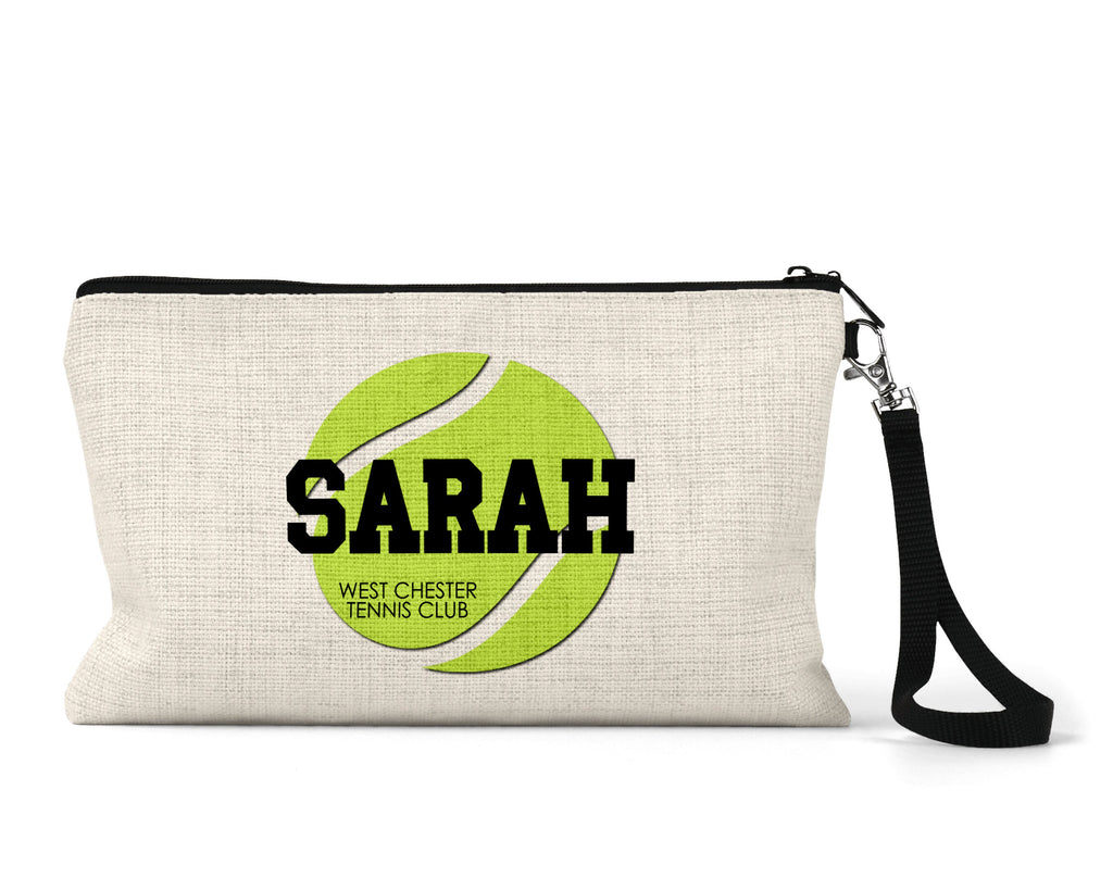 Tennis Zippered Pouch, Personalized Team Makeup Bag, Sports Accessory Bag, Custom Team Bag