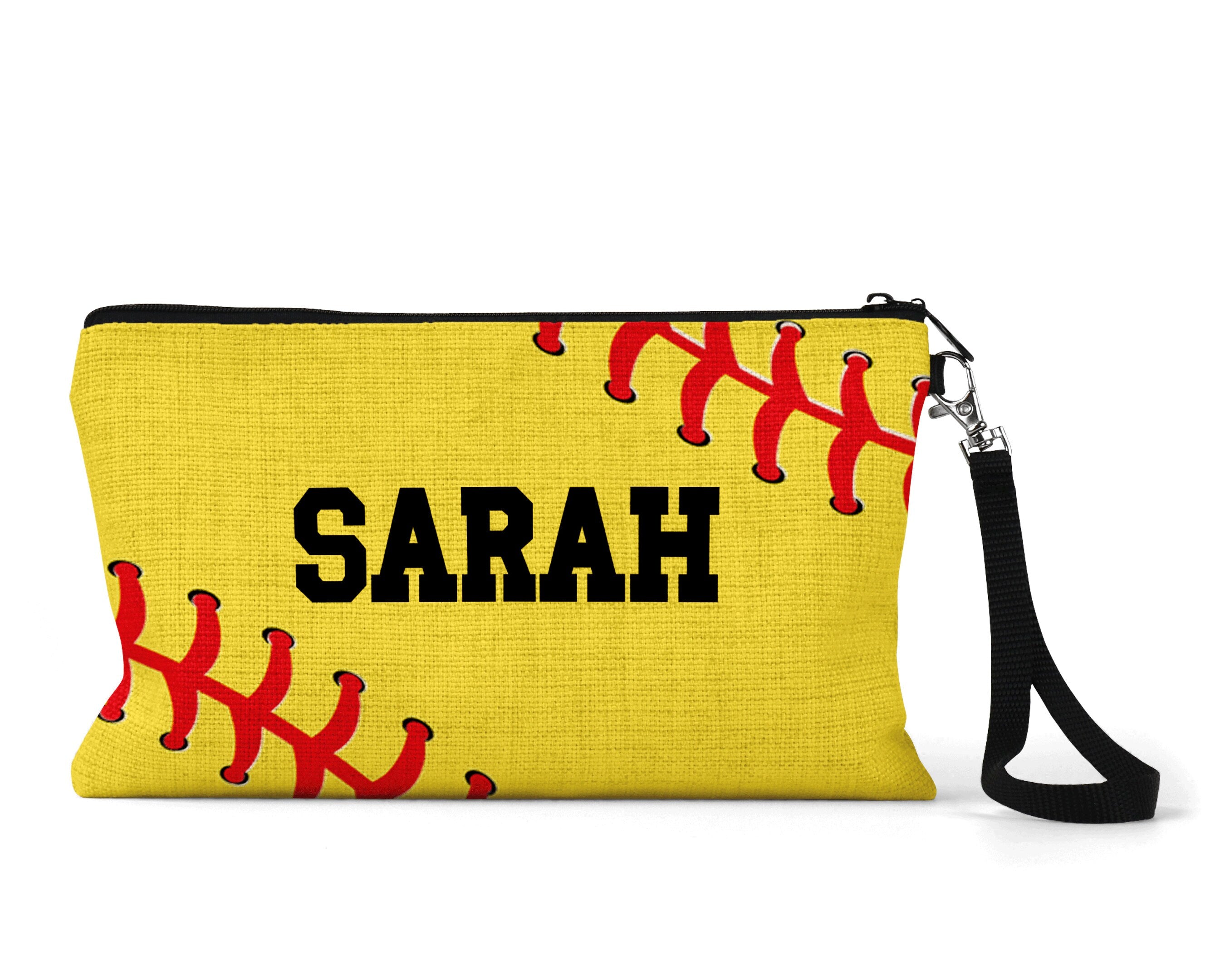 Softball Zippered Pouch, Personalized Team Makeup Bag, Sports Accessory Bag, Custom Team Bag