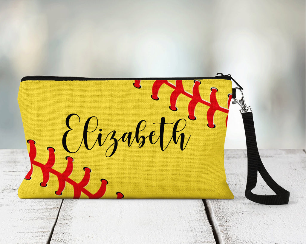 Softball Zippered Pouch, Personalized Team Makeup Bag, Sports Accessory Bag, Custom Team Bag
