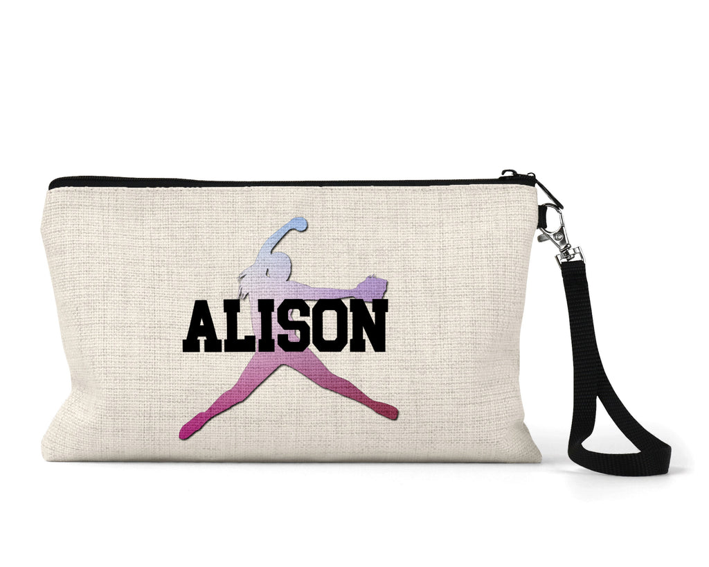 Fastpitch Softball Zippered Pouch, Personalized Team Makeup Bag, Sports Accessory Bag, Custom Team Bag