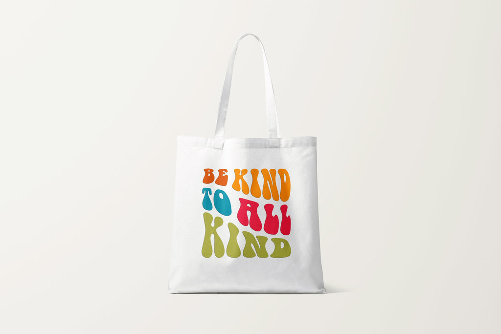 Be Kind To All Kind Tote Bag, Travel Tote Gift, White Canvas Tote, Graphic Tote, Weekend Tote