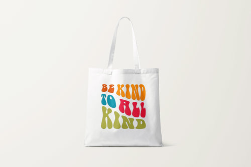 Be Kind To All Kind Tote Bag, Travel Tote Gift, White Canvas Tote, Graphic Tote, Weekend Tote