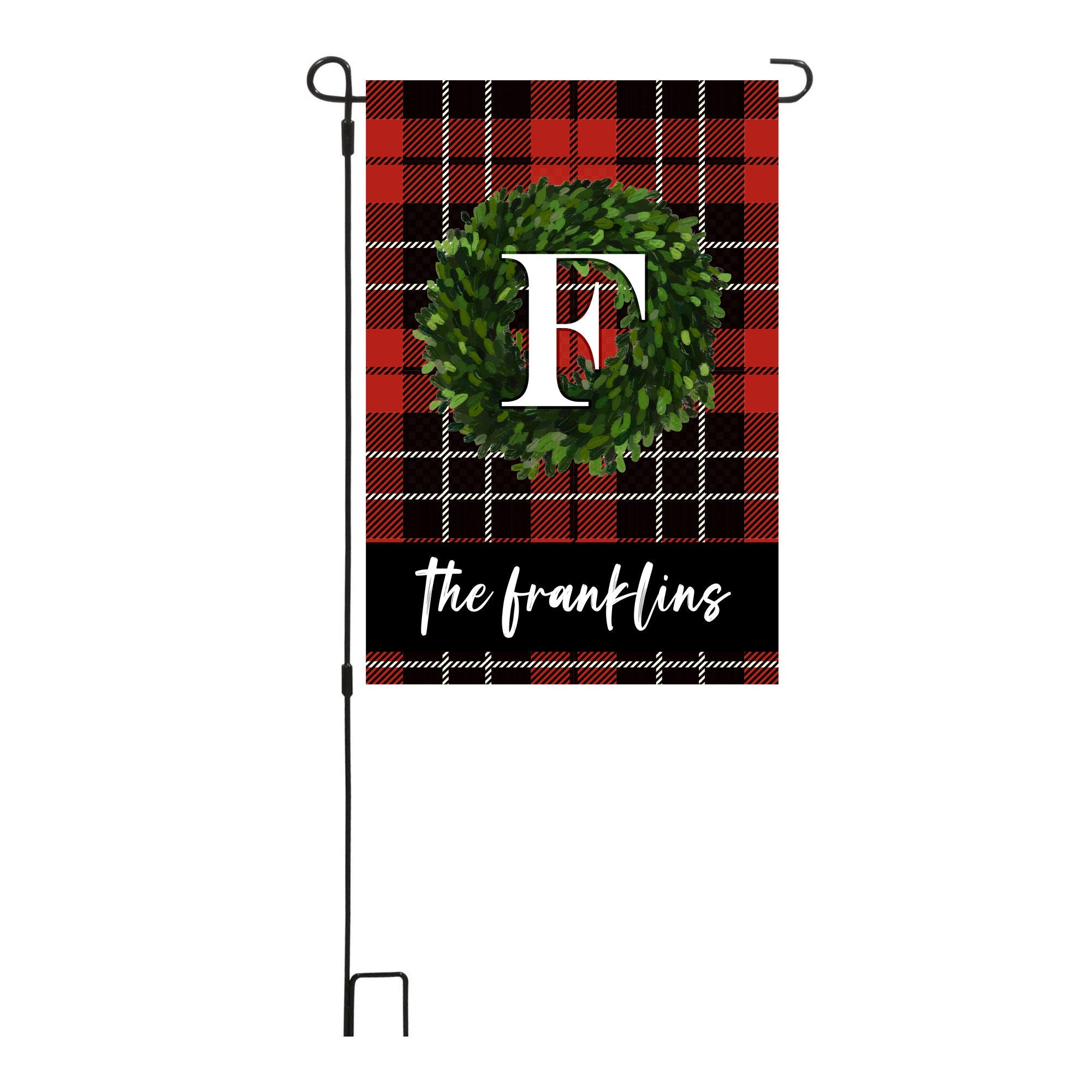 Christmas Wreath Personalized Garden Flag, XMAS Yard Flag, Welcome Christmas Garden Flag, Merry Christmas Flag