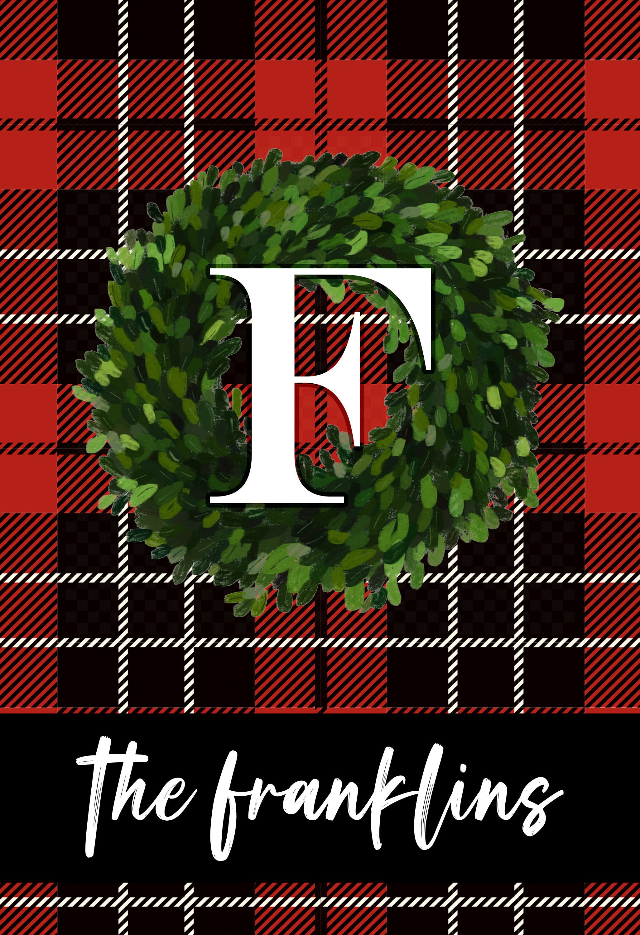 Christmas Wreath Personalized Garden Flag, XMAS Yard Flag, Welcome Christmas Garden Flag, Merry Christmas Flag