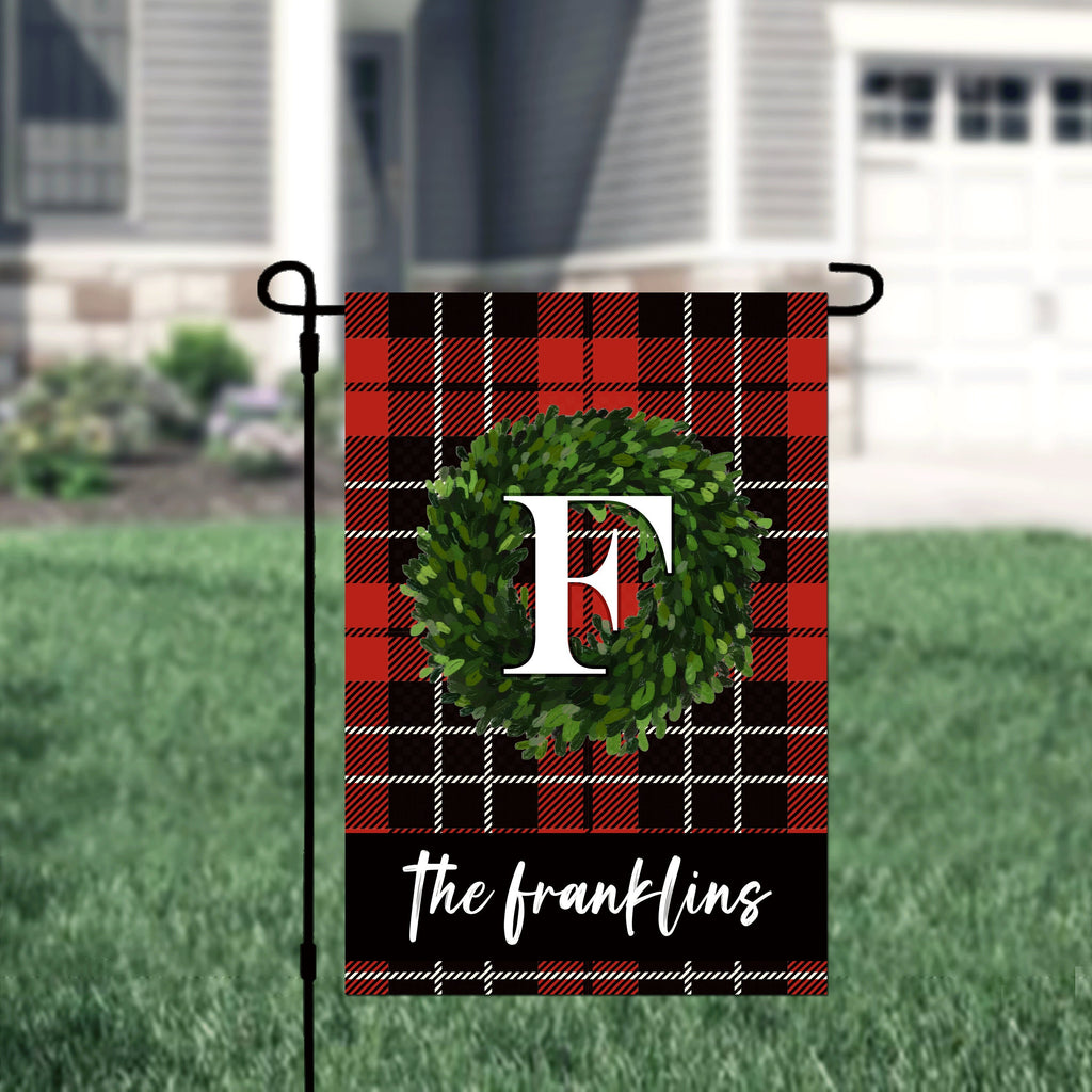 Christmas Wreath Personalized Garden Flag, XMAS Yard Flag, Welcome Christmas Garden Flag, Merry Christmas Flag