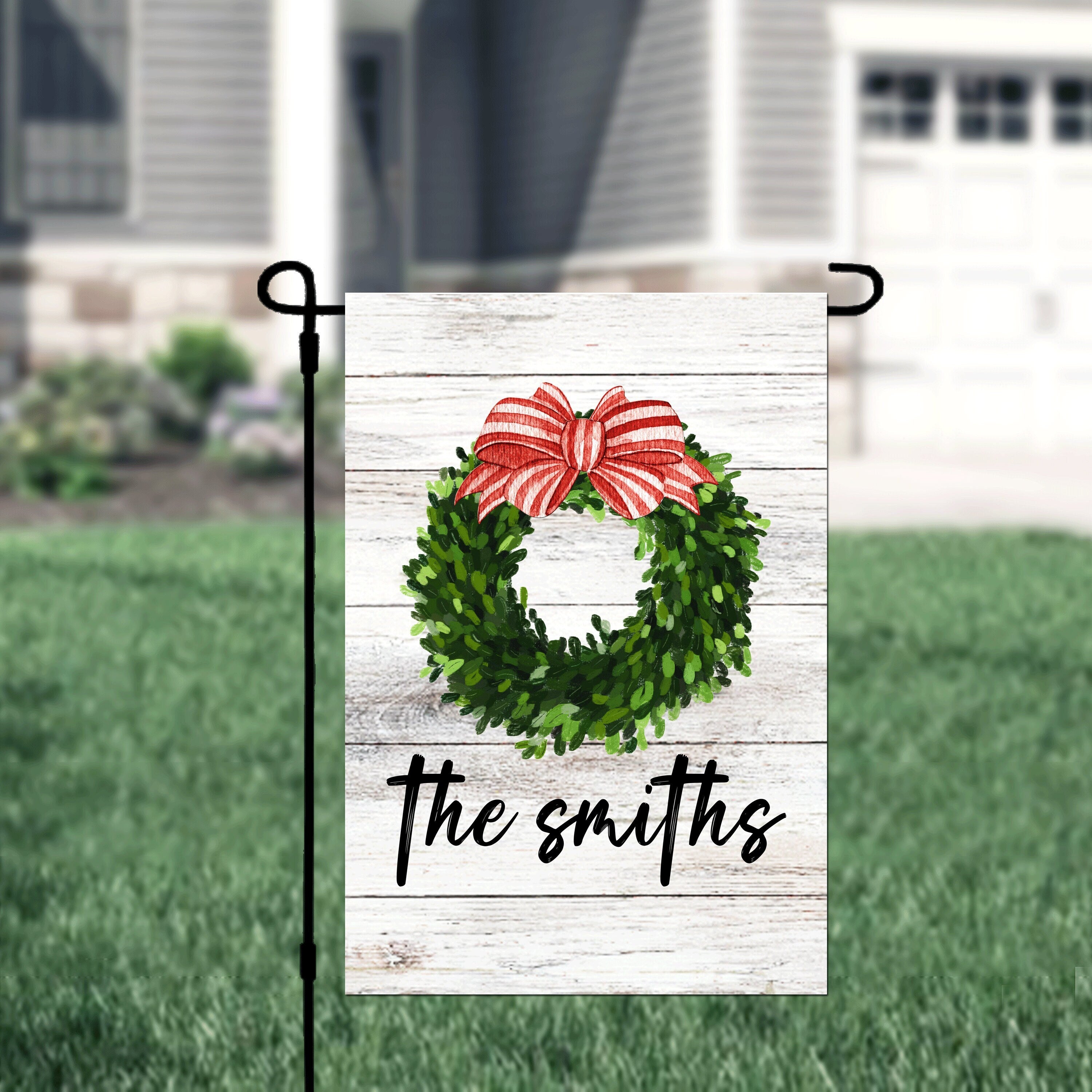 Christmas Personalized Garden Flag, Christmas Wreath Flag, Christmas Farmhouse, Welcome Christmas Garden Flag, Merry Christmas Flag