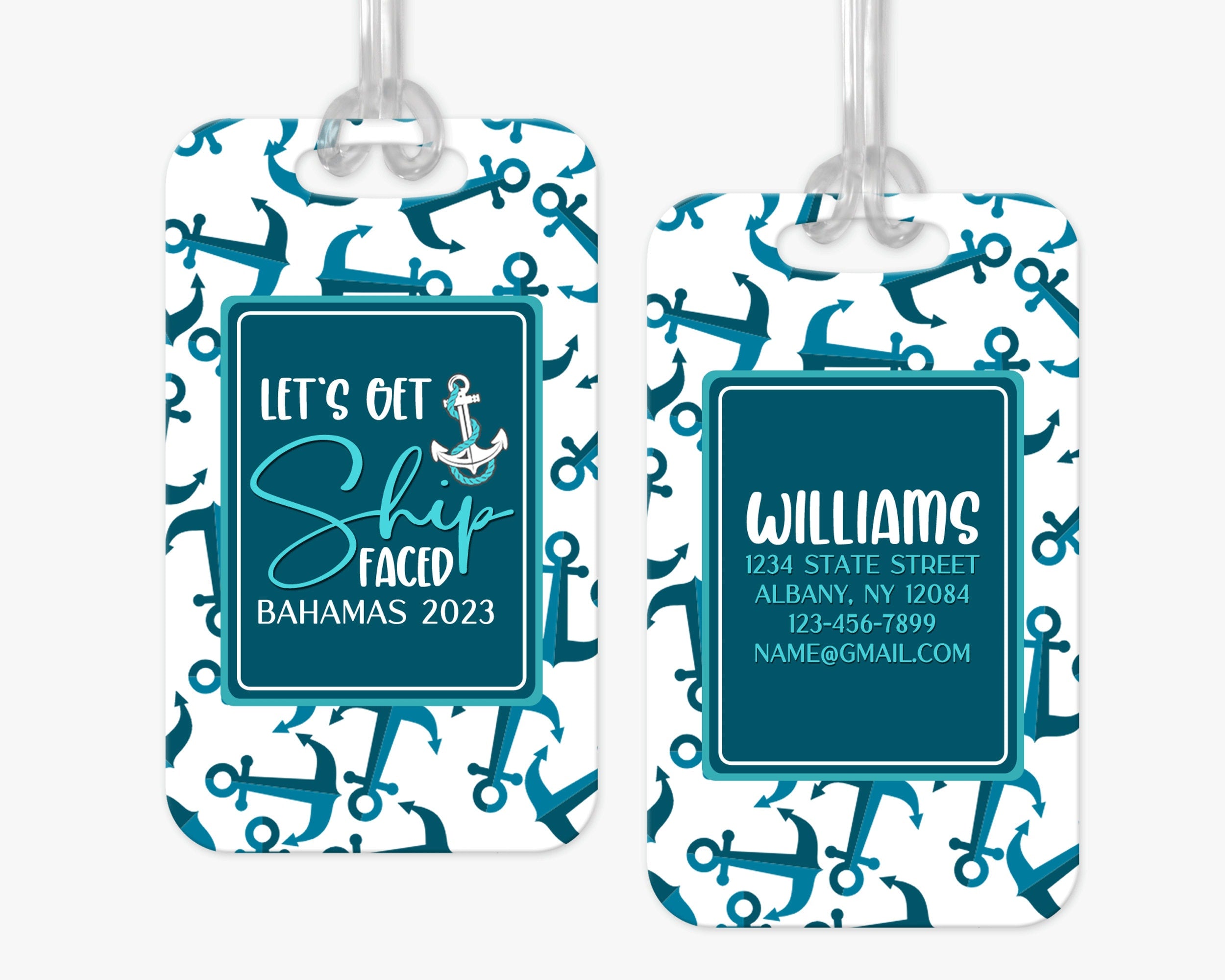 Personalized Luggage Tag, Anchor Luggage Tag, Cruise Bag Tag, Custom Luggage Tags, Beach Bag Tag