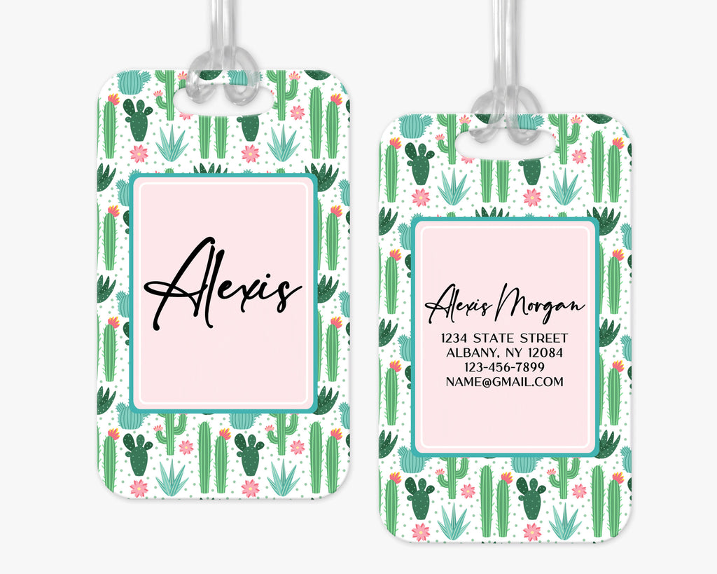 Personalized Luggage Tag, Cactus Luggage Tag, Vacation Bag Tag, Custom Luggage Tags, Girls Trip Bag Tag
