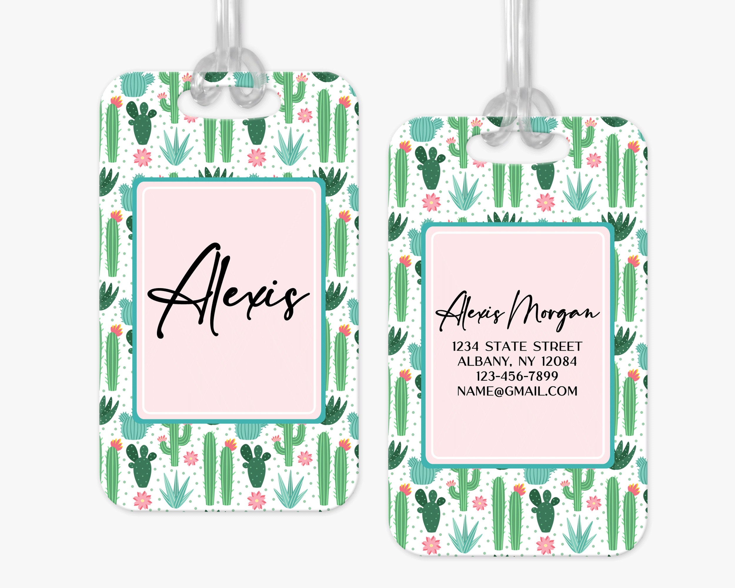 Personalized Luggage Tag, Cactus Luggage Tag, Vacation Bag Tag, Custom Luggage Tags, Girls Trip Bag Tag