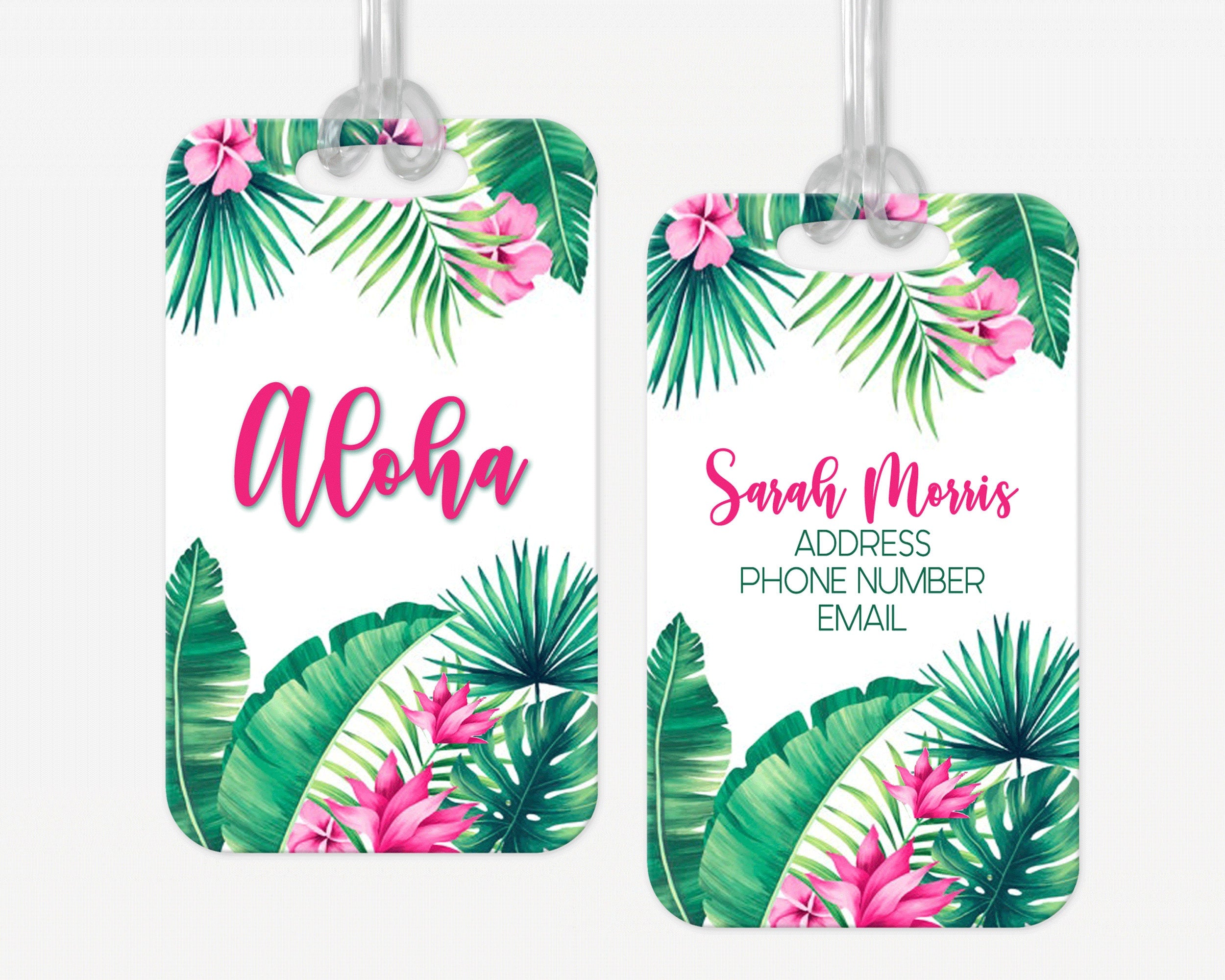Personalized Luggage Tag, Tropical Aloha Beach Luggage Tag, Vacation Bag Tag, Custom Luggage Tags, Girls Trip Bag Tag