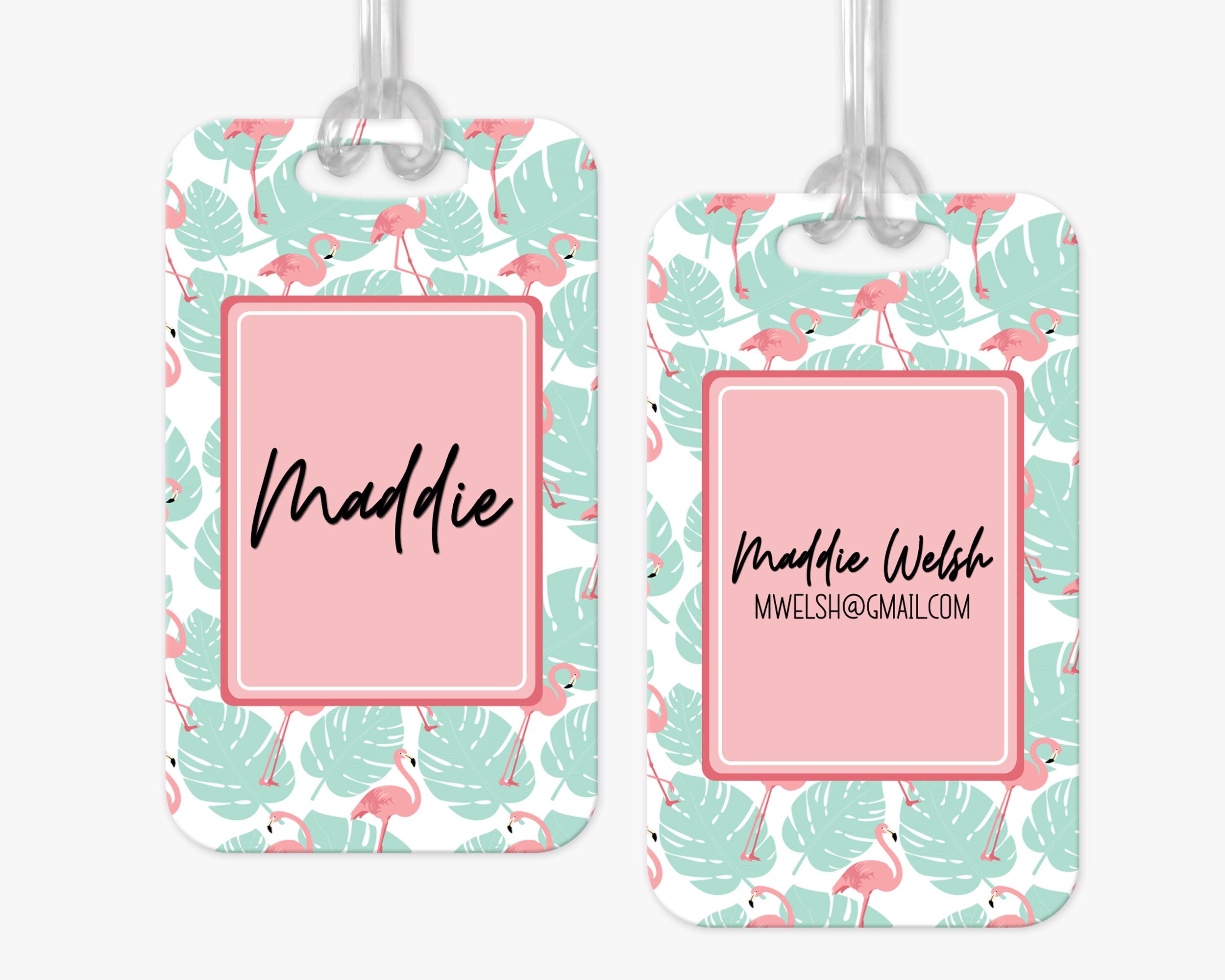 Personalized Luggage Tag, Flamingo Beach Luggage Tag, Vacation Bag Tag, Custom Luggage Tags, Girls Trip Bag Tag
