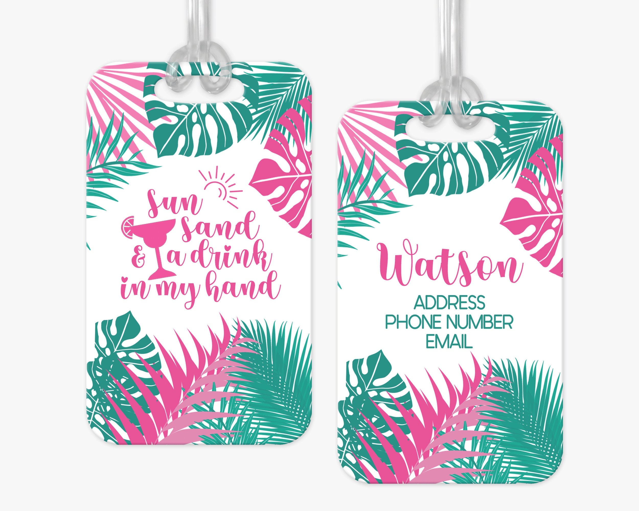 Personalized Luggage Tag, Sun Sand Beach Luggage Tag, Vacation Bag Tag, Custom Luggage Tags, Girls Trip Bag Tag