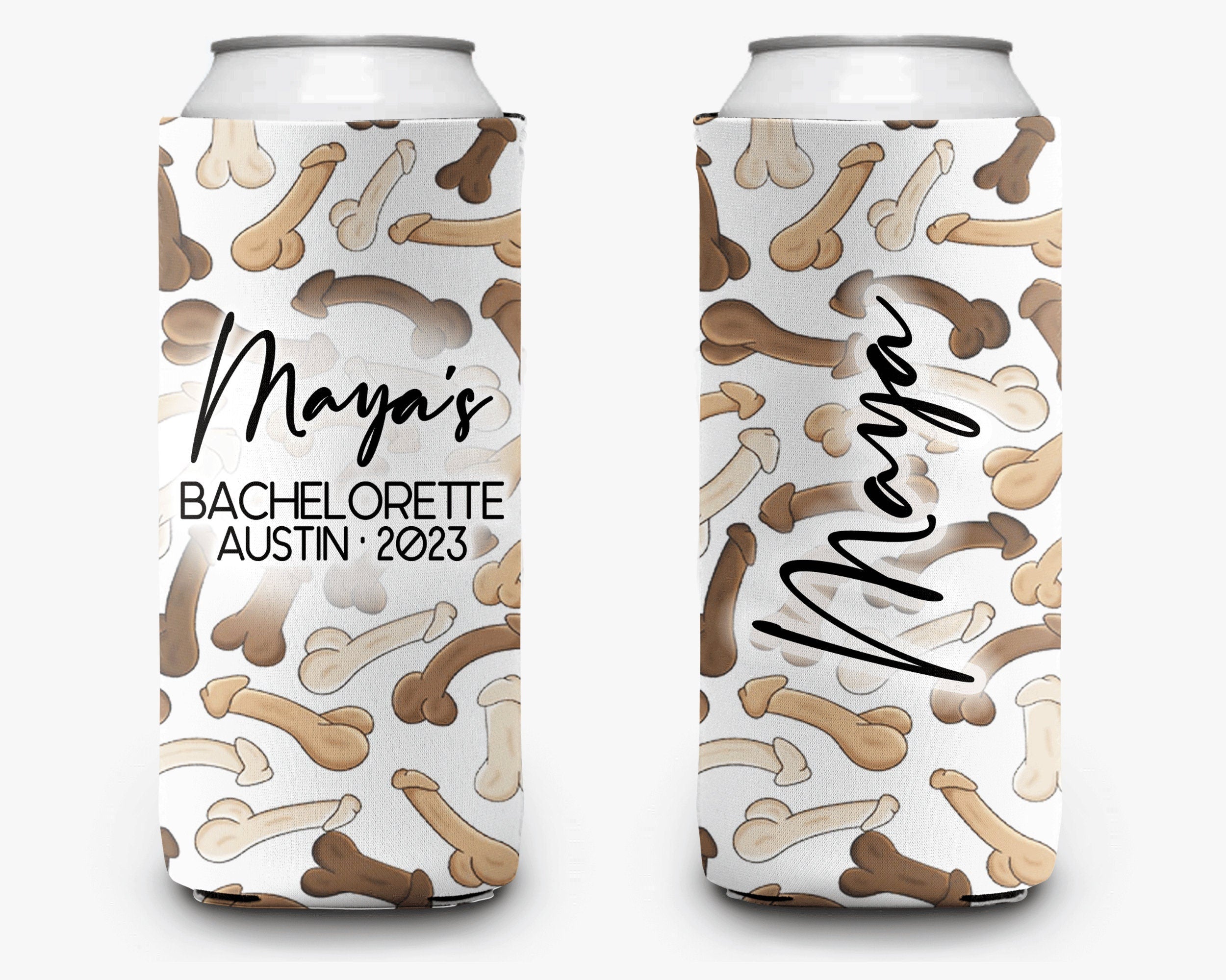 Bachelorette Party Can Cooler Penis Theme Naughty Body Parts Bridal Party Theme Personalized Can Cooler Sleeve