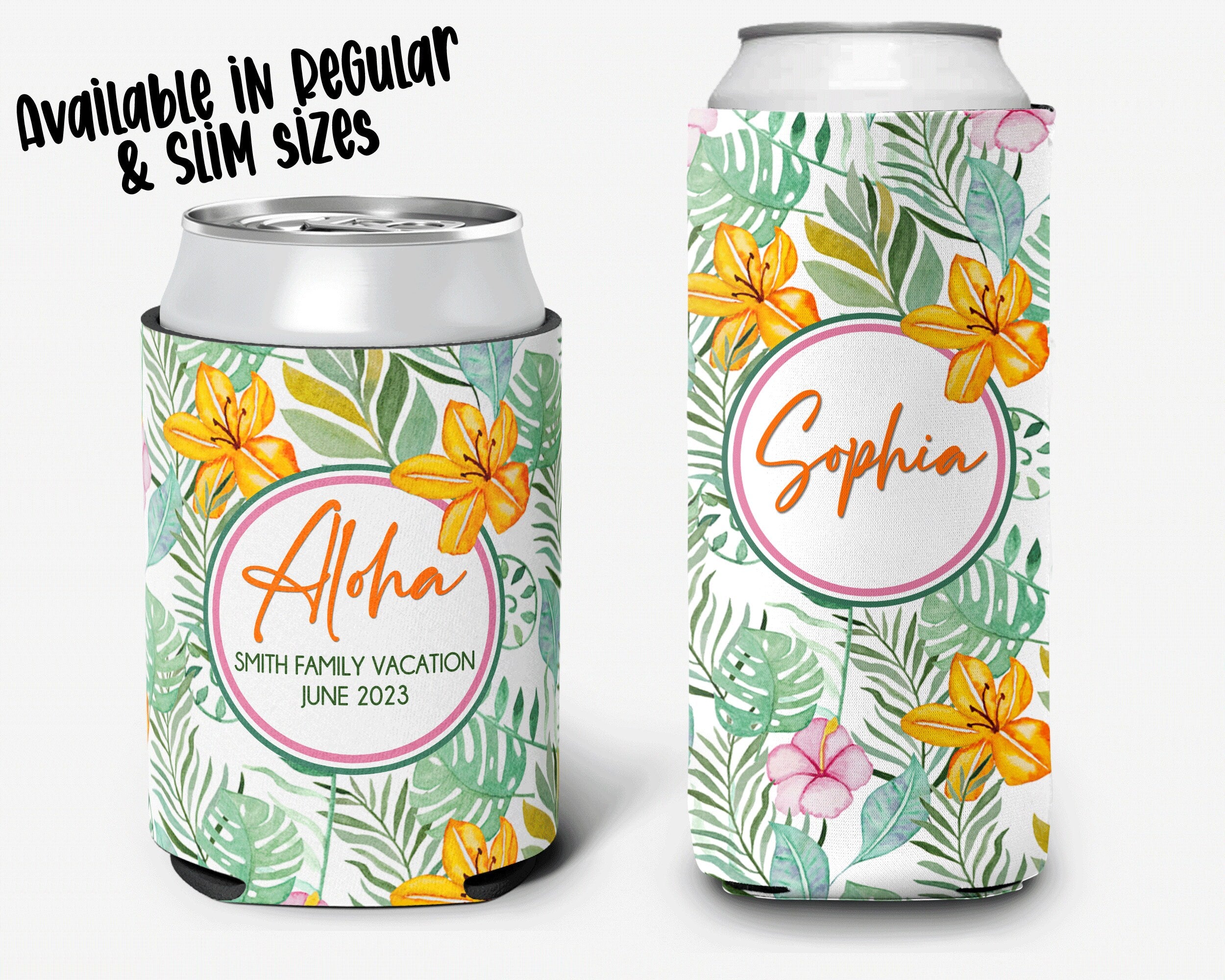 Tropical Aloha Event Can Cooler Beach Party Huggers Personalized Can Cooler Sleeve