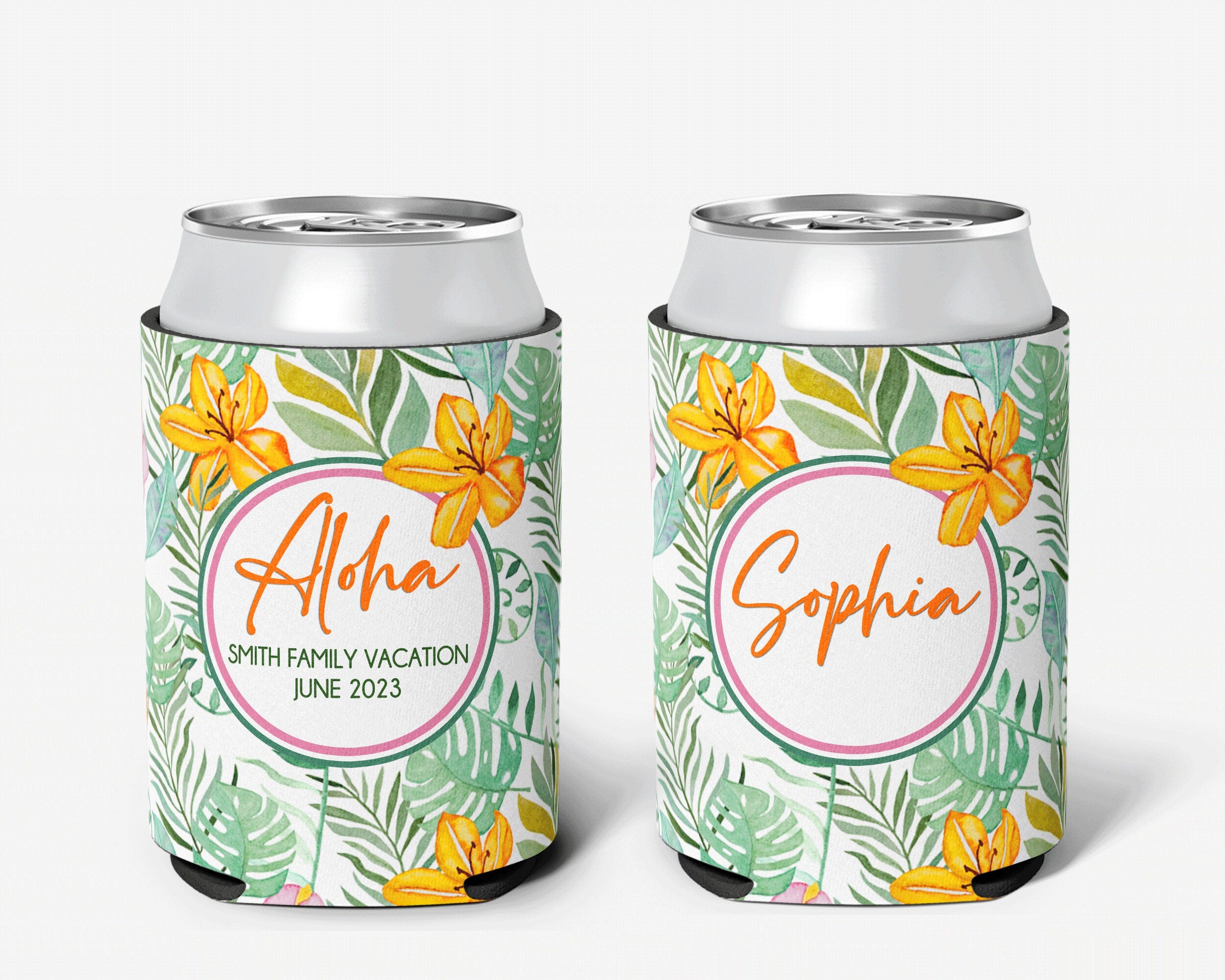 Tropical Aloha Event Can Cooler Beach Party Huggers Personalized Can Cooler Sleeve