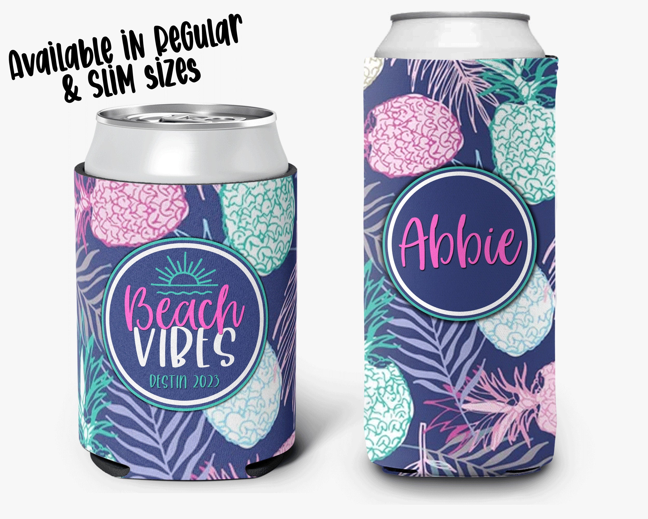 Beach Family Vacation Can Cooler Beach Vibes Event Party Huggers Personalized Can Cooler Sleeve