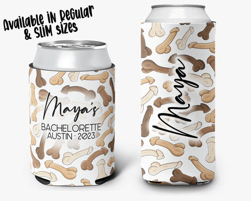 Bachelorette Party Can Cooler Penis Theme Naughty Body Parts Bridal Party Theme Personalized Can Cooler Sleeve