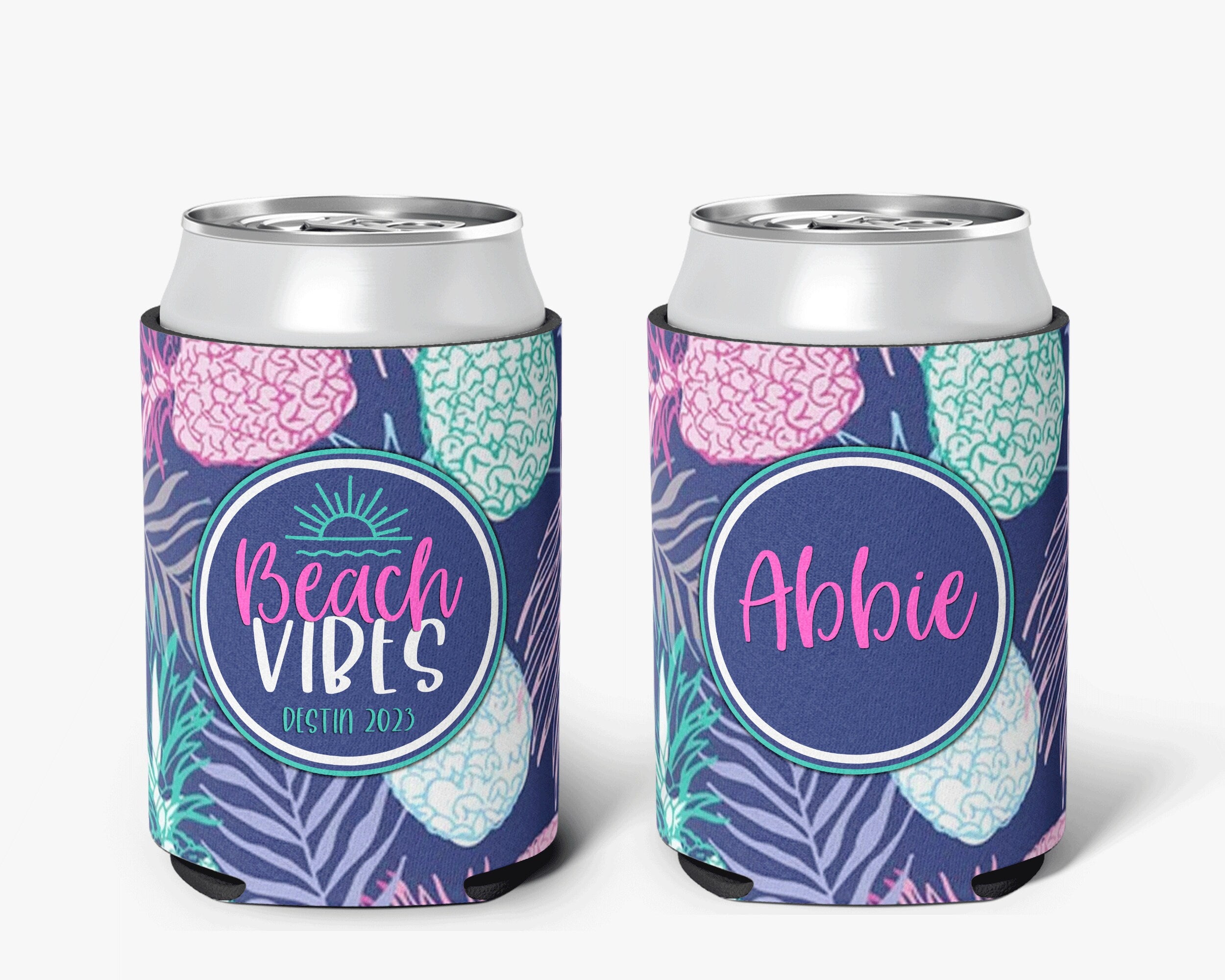 Beach Family Vacation Can Cooler Beach Vibes Event Party Huggers Personalized Can Cooler Sleeve
