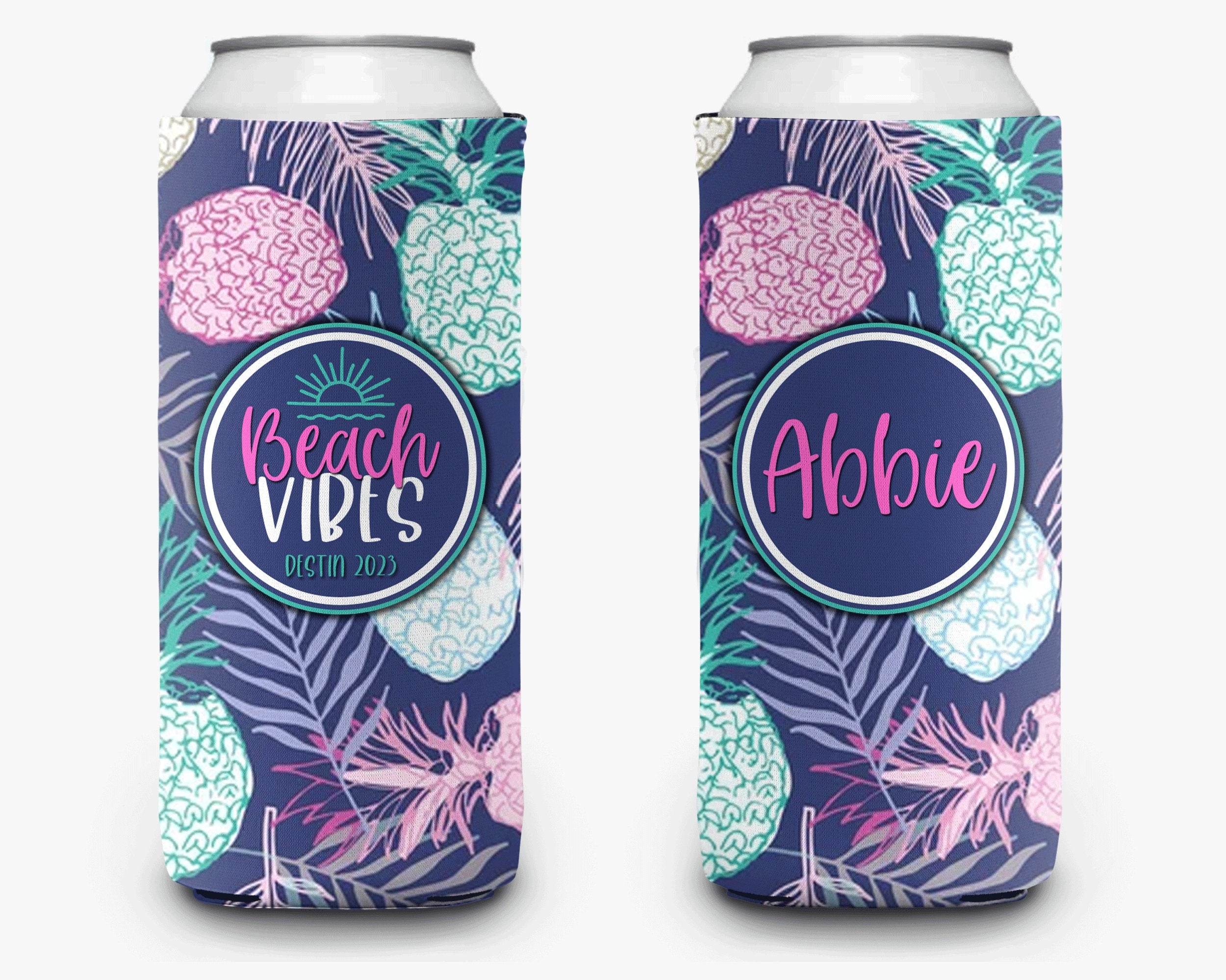 Beach Family Vacation Can Cooler Beach Vibes Event Party Huggers Personalized Can Cooler Sleeve