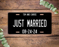 Personalized Wedding License Plate, Just Married Name Wedding Date, Black Vanity License Plate Personalized