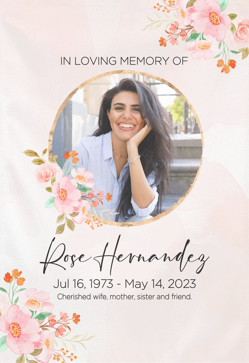 Personalized Memorial Cemetery Flag, Custom Memorial Garden Flag, Pink Watercolor In Memory Decoration, Cemetery Decoration