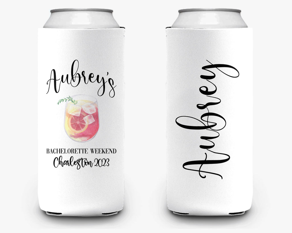 Bachelorette Party Cocktail Theme Bridal Party Coastal Drink Theme Personalized Can Cooler Sleeve