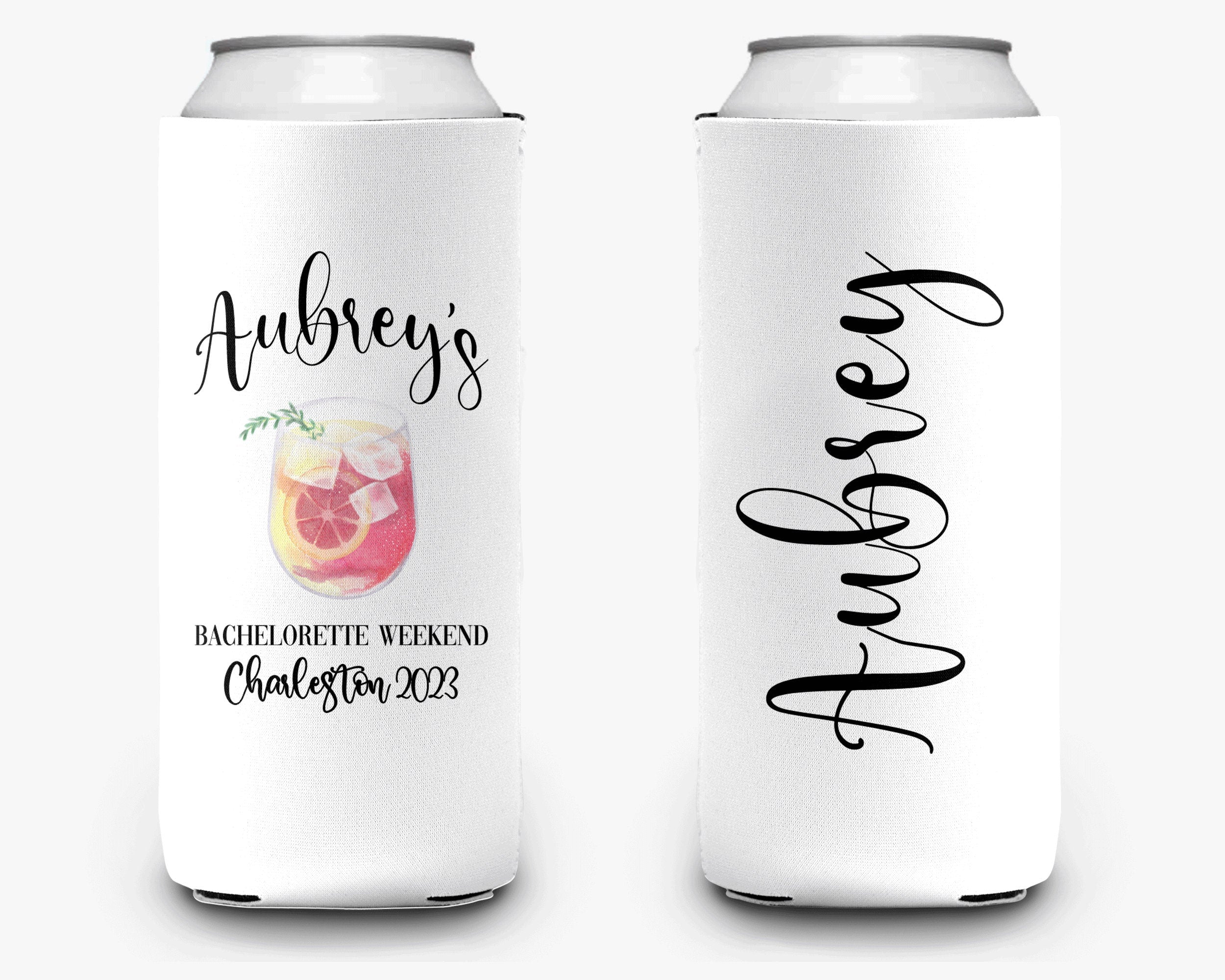 Bachelorette Party Cocktail Theme Bridal Party Coastal Drink Theme Personalized Can Cooler Sleeve