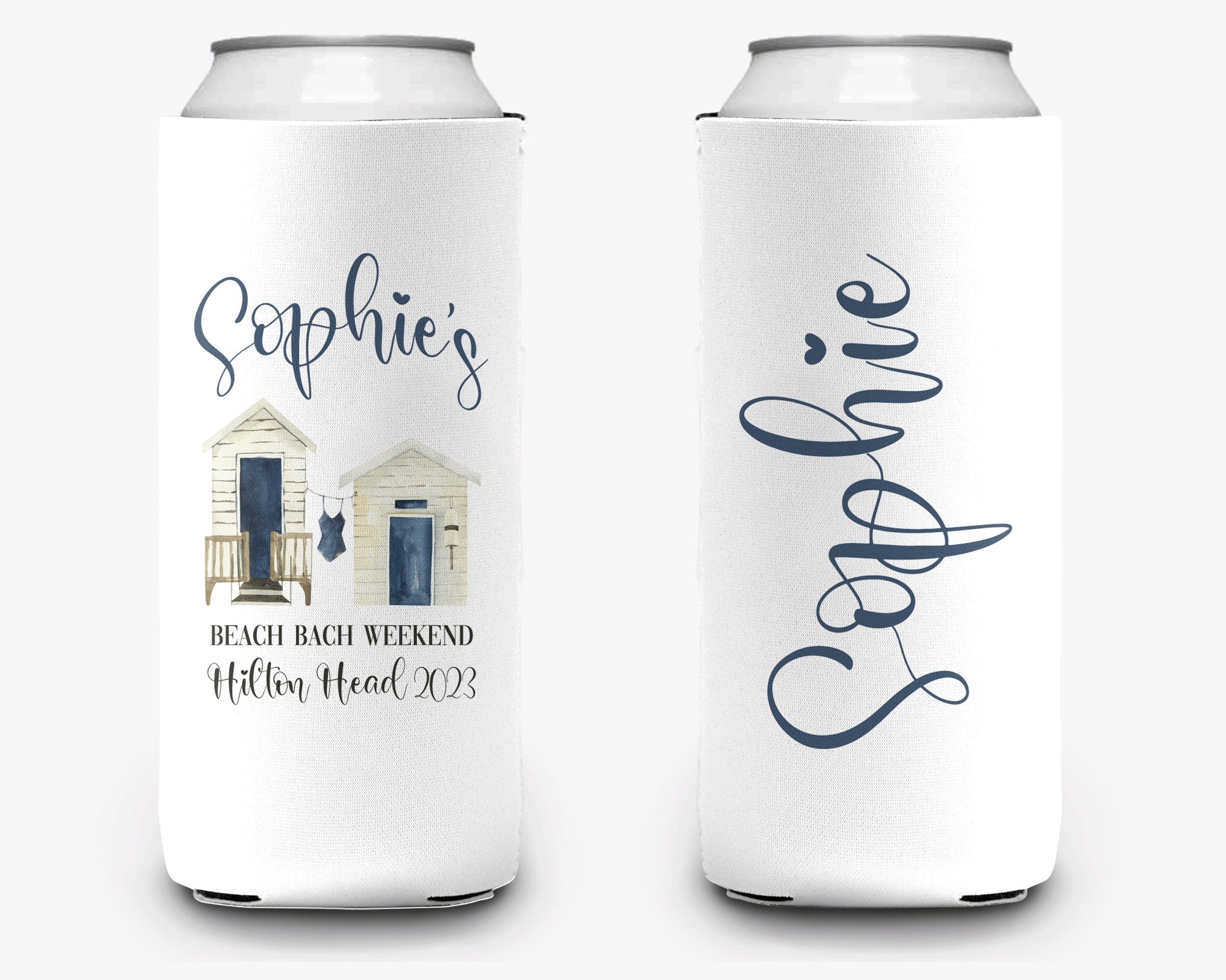 Bachelorette Party Beach Theme Bridal Party Coastal Weekend Drink Theme Personalized Can Cooler Sleeve