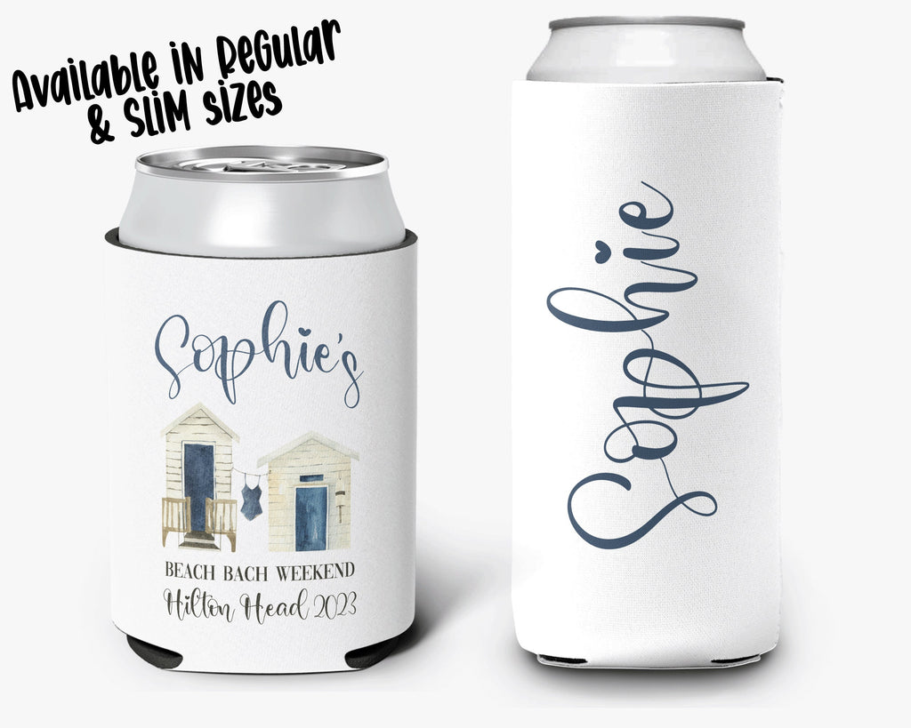 Bachelorette Party Beach Theme Bridal Party Coastal Weekend Drink Theme Personalized Can Cooler Sleeve
