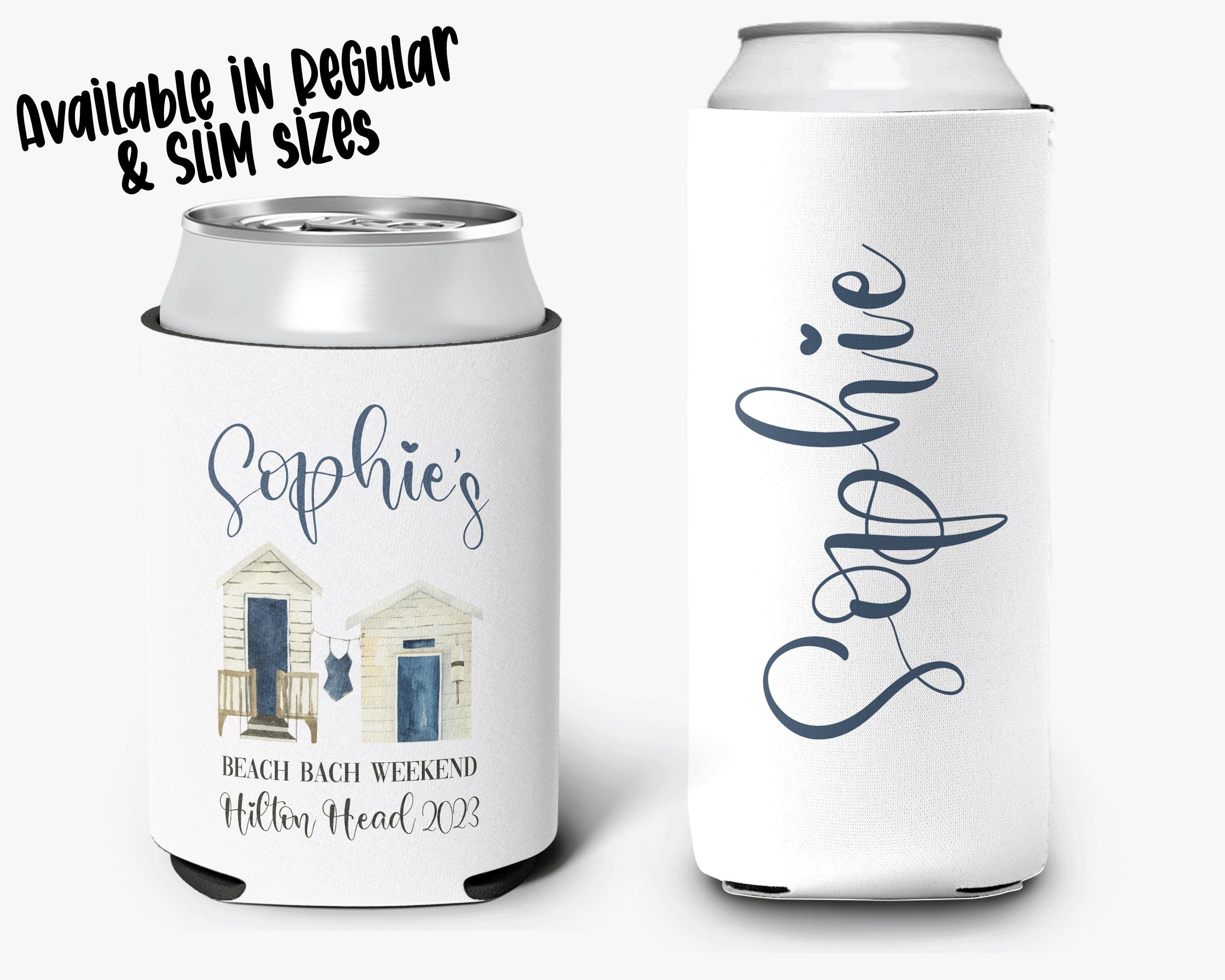 Bachelorette Party Beach Theme Bridal Party Coastal Weekend Drink Theme Personalized Can Cooler Sleeve