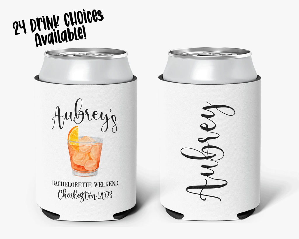 Bachelorette Party Cocktail Theme Bridal Party Coastal Drink Theme Personalized Can Cooler Sleeve