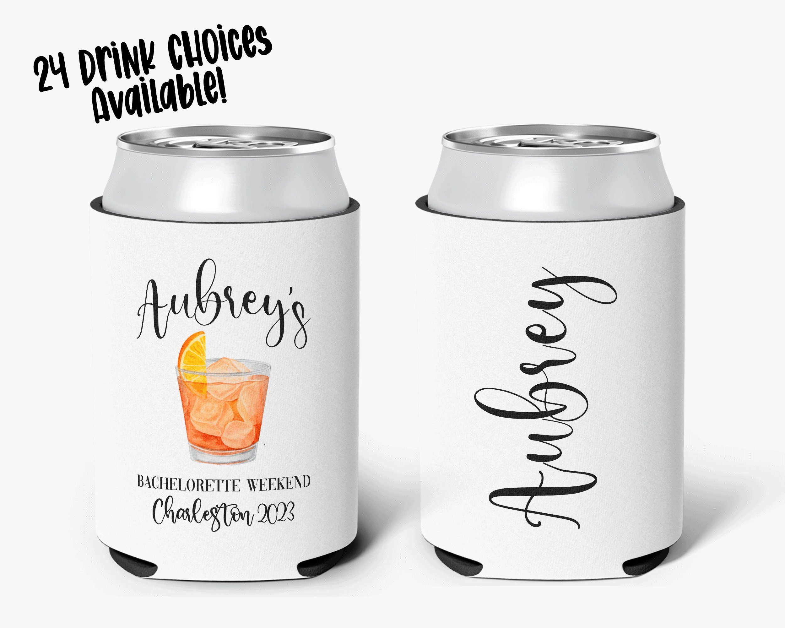 Bachelorette Party Cocktail Theme Bridal Party Coastal Drink Theme Personalized Can Cooler Sleeve