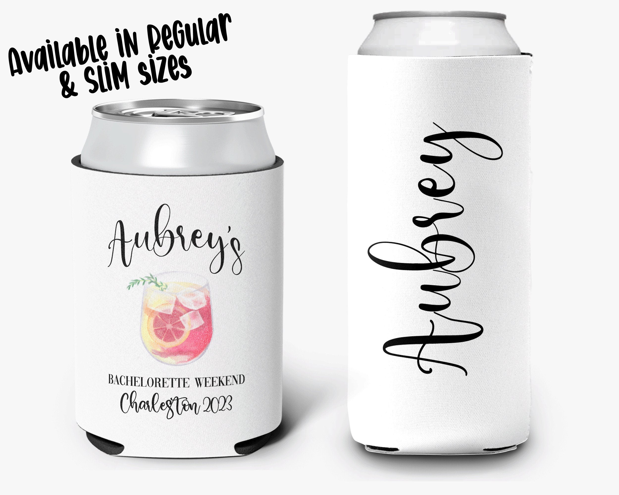 Bachelorette Party Cocktail Theme Bridal Party Coastal Drink Theme Personalized Can Cooler Sleeve