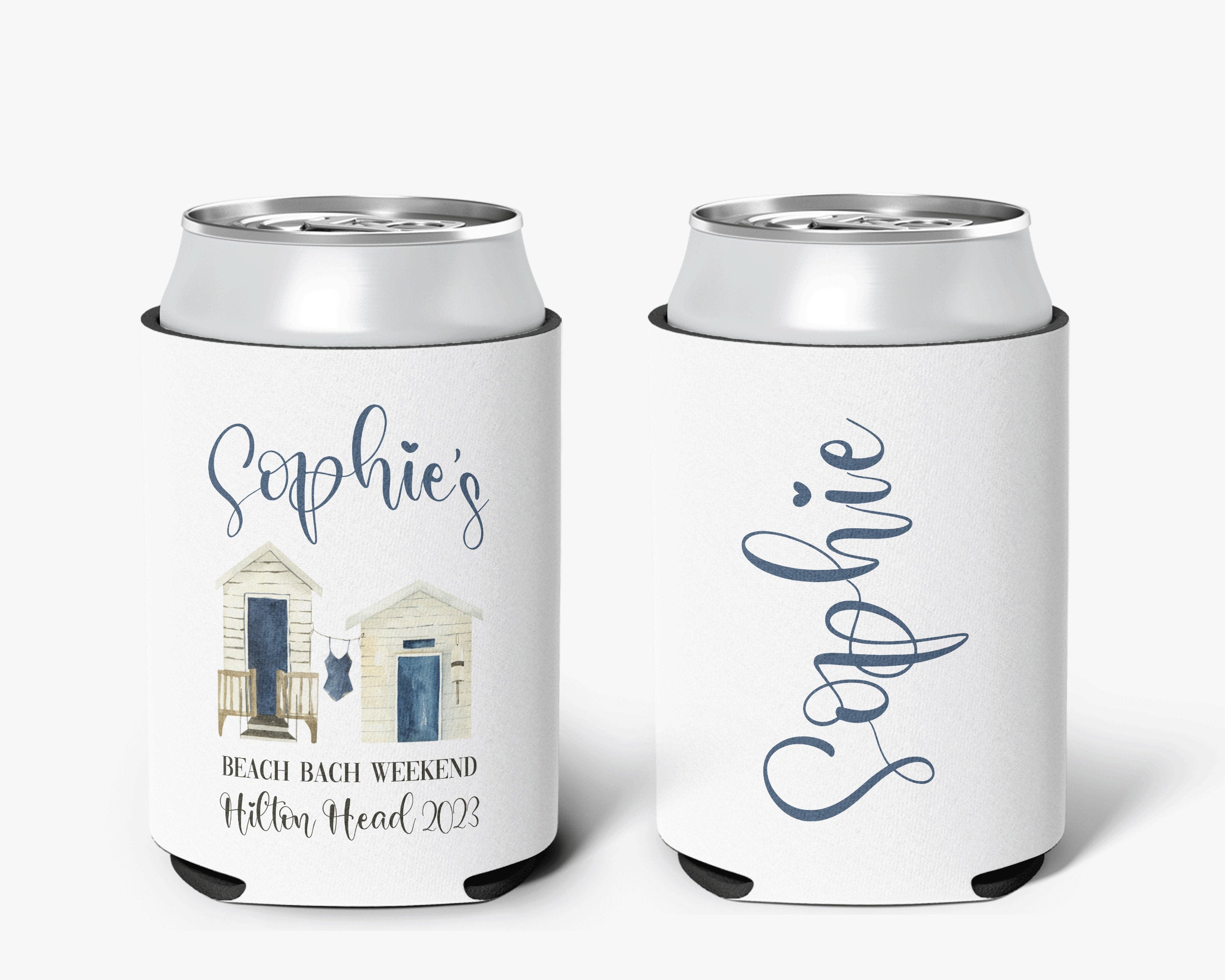 Bachelorette Party Beach Theme Bridal Party Coastal Weekend Drink Theme Personalized Can Cooler Sleeve