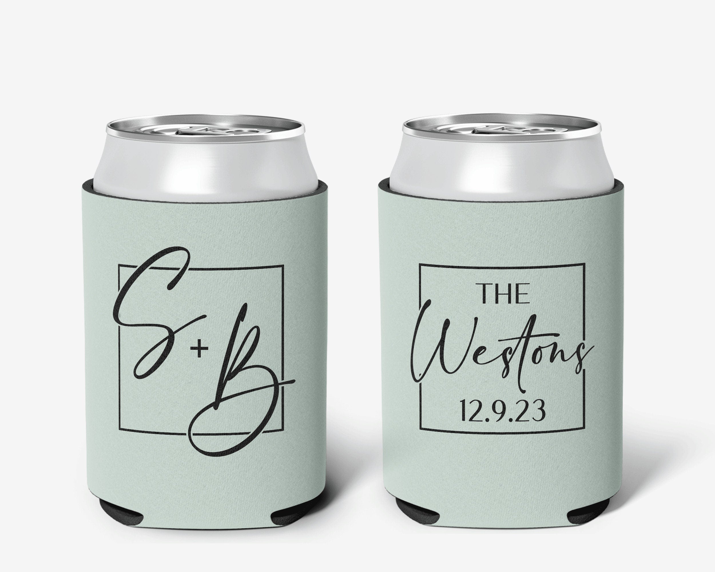 Wedding Custom Can Cooler, Modern Circle Wedding Can Cooler Favors, Personalized Can Cooler Sleeve