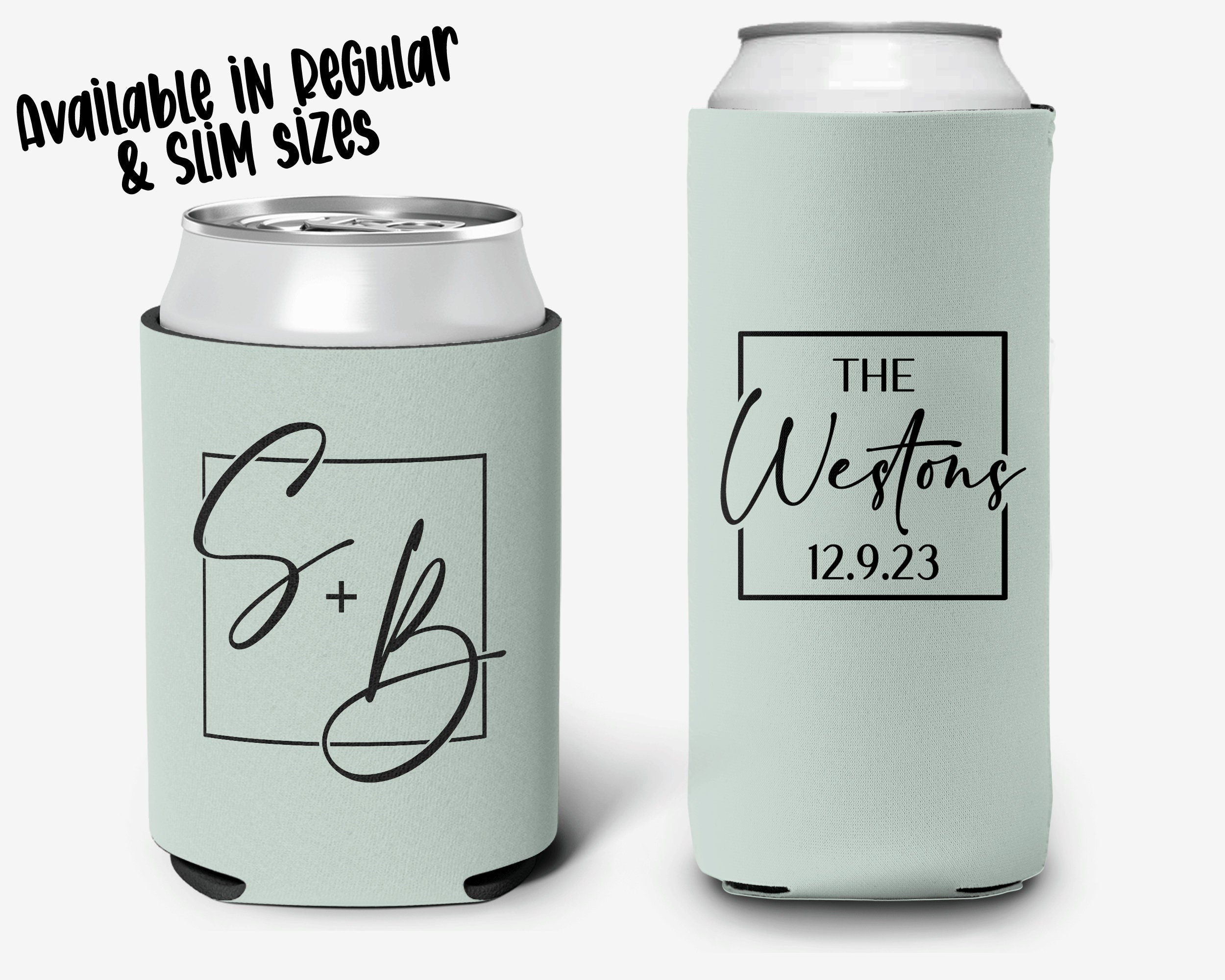 Wedding Custom Can Cooler, Modern Circle Wedding Can Cooler Favors, Personalized Can Cooler Sleeve