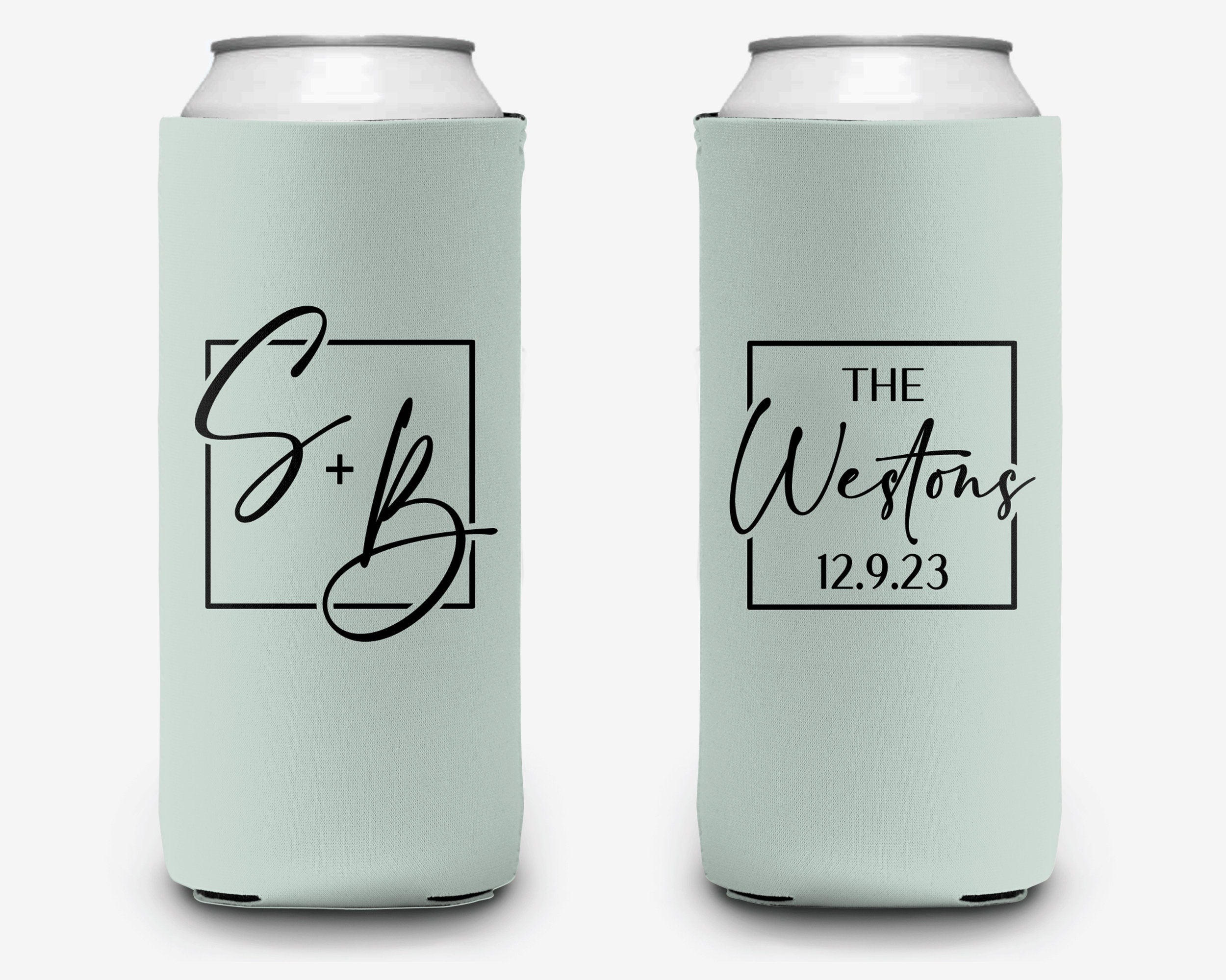 Wedding Custom Can Cooler, Modern Circle Wedding Can Cooler Favors, Personalized Can Cooler Sleeve